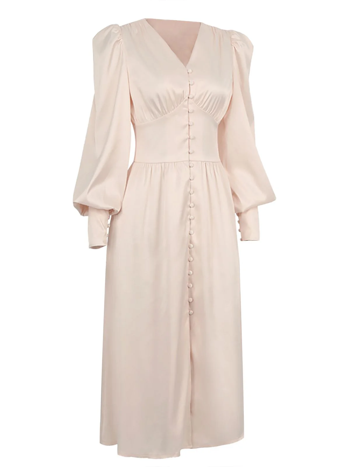 1940s Solid Silk Buttoned Tea Dress - Image 3