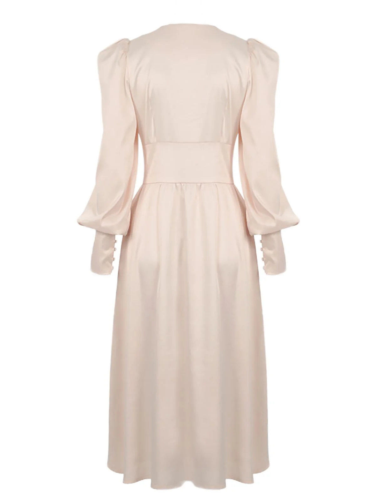 1940s Solid Silk Buttoned Tea Dress - Image 4