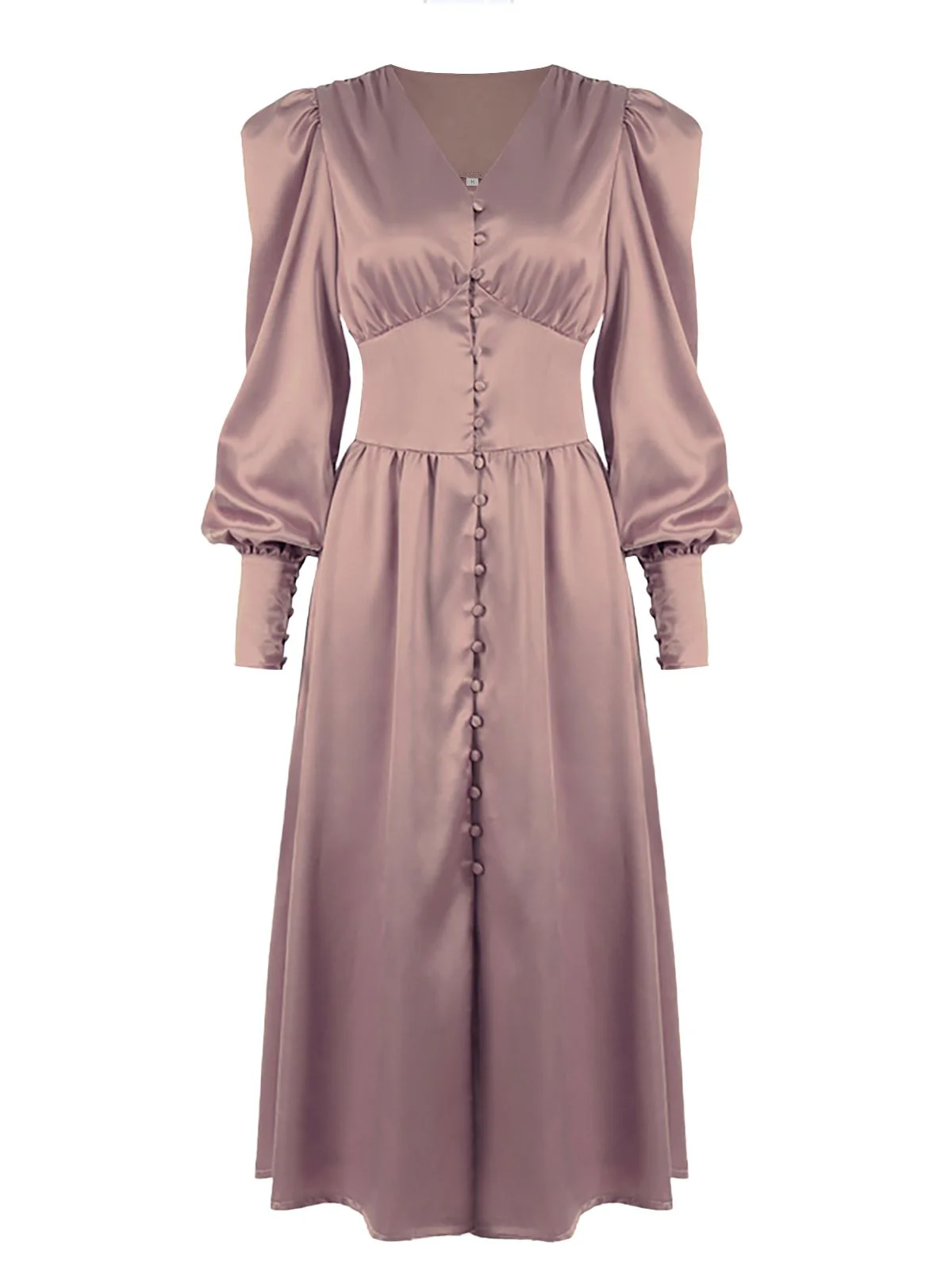 1940s Solid Silk Buttoned Tea Dress - Image 9