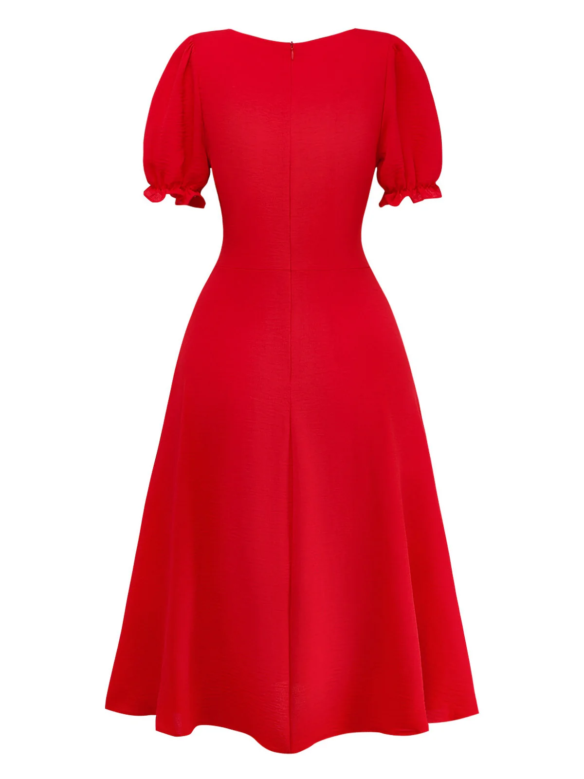 1940s Solid Single-Breasted Empire Waist Dress - Image 3