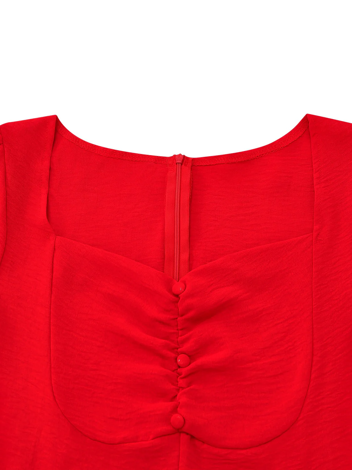 1940s Solid Single-Breasted Empire Waist Dress - Image 4