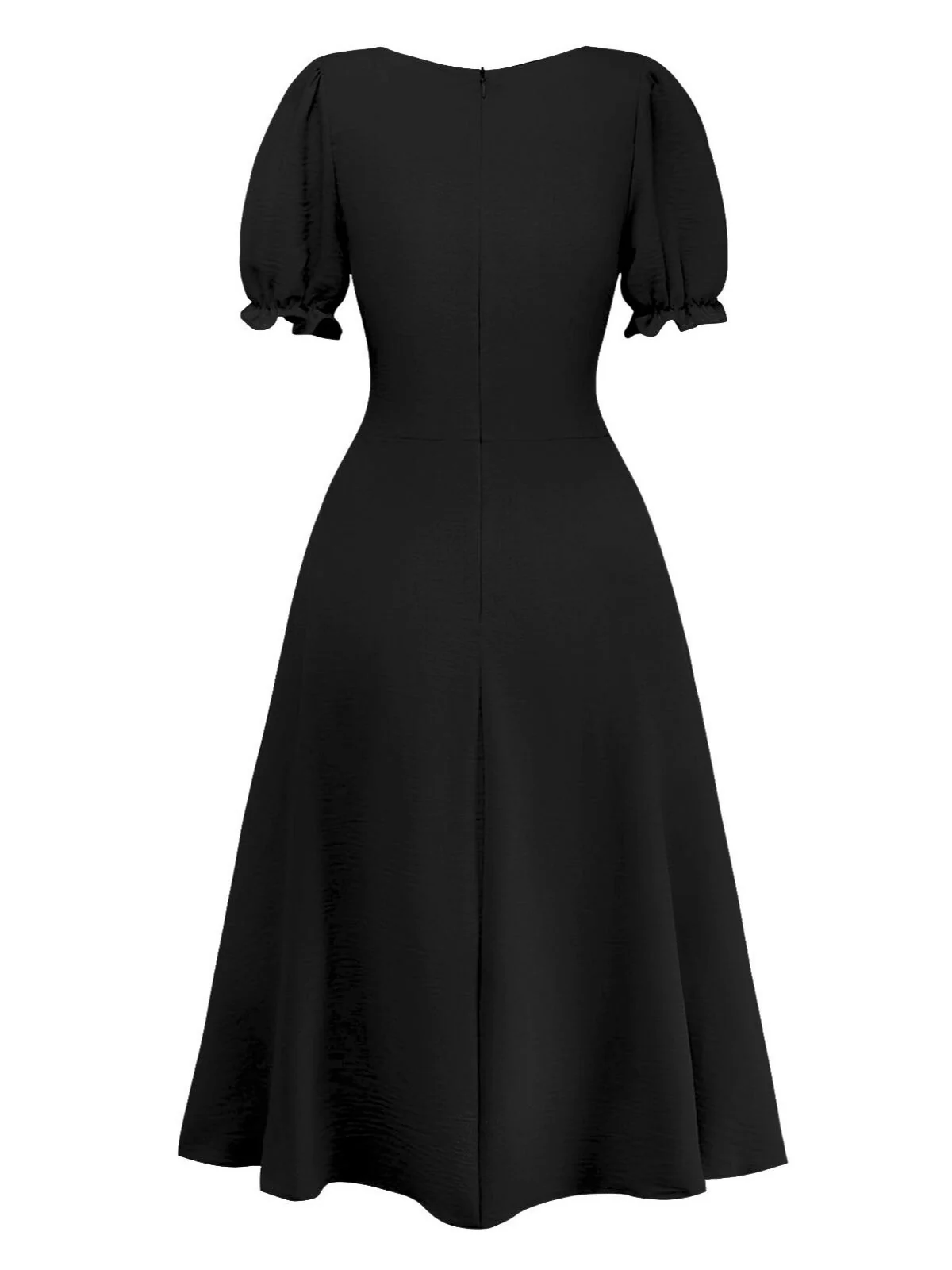 1940s Solid Single-Breasted Empire Waist Dress - Image 9