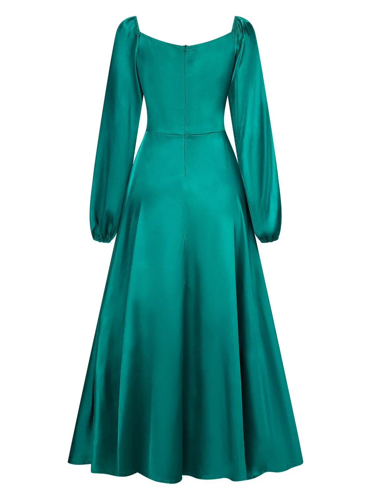 1940s Solid Square Neck Pleated Dress - Image 3
