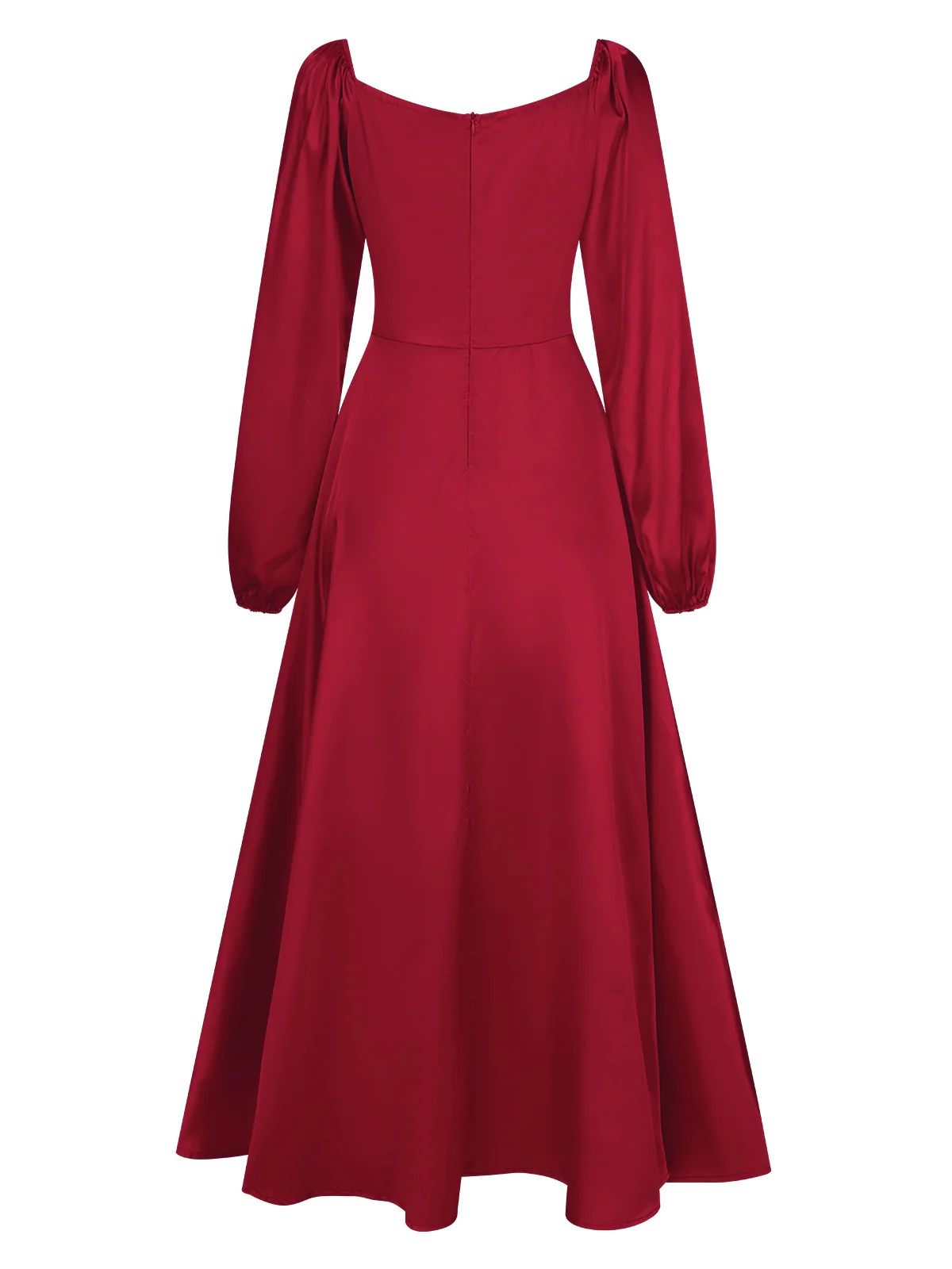1940s Solid Square Neck Pleated Dress - Image 6