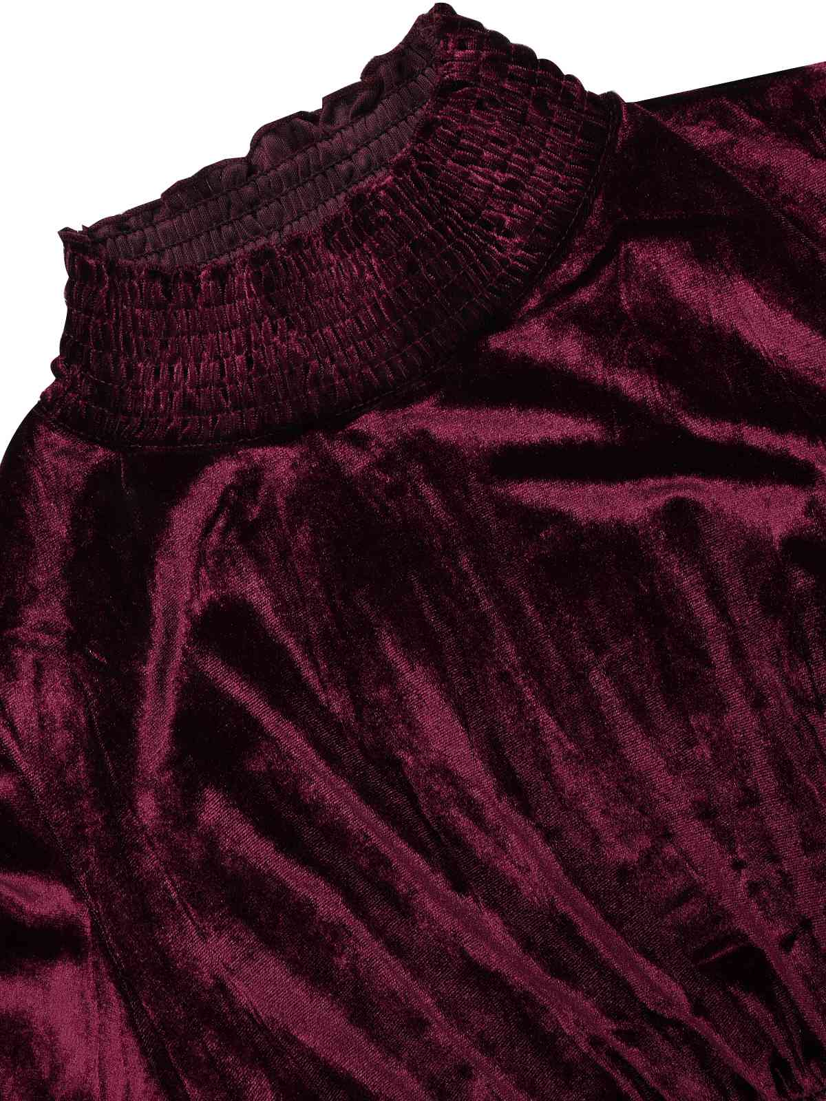 1940s Solid Stand Collar Velvet Dress - Image 4
