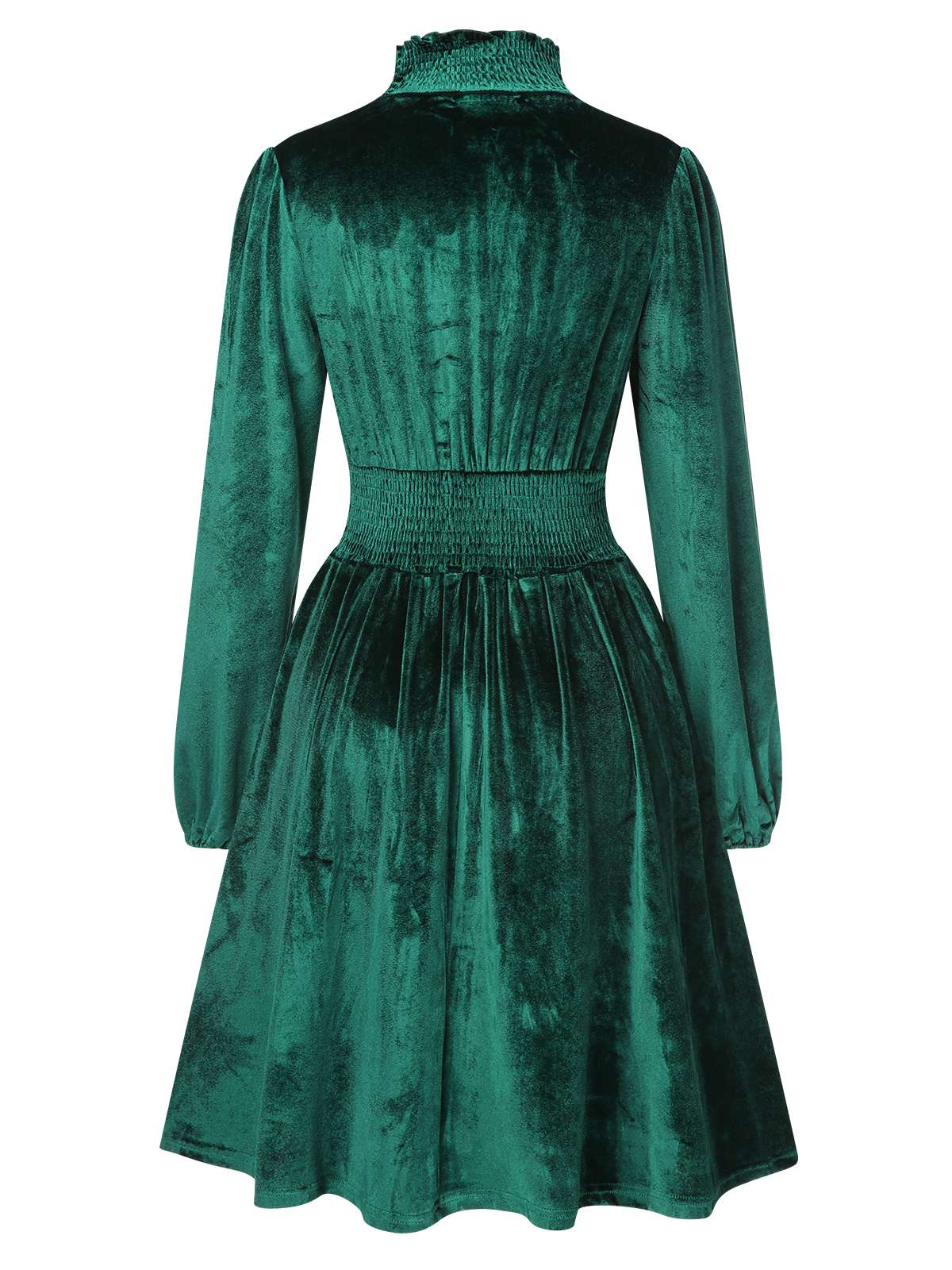 1940s Solid Stand Collar Velvet Dress - Image 7