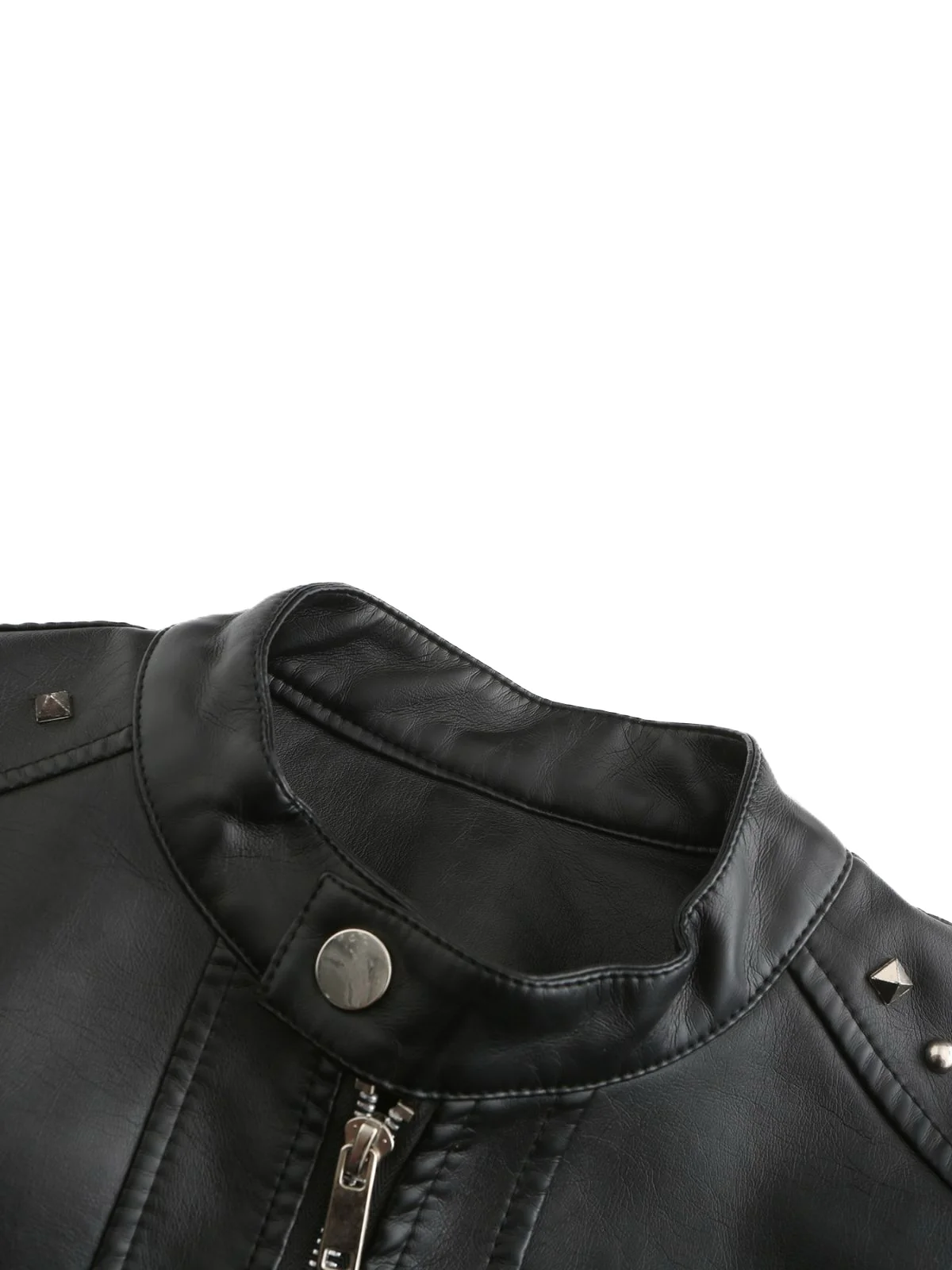 1940s Solid Studded Stand Collar Leather Jacket - Image 10