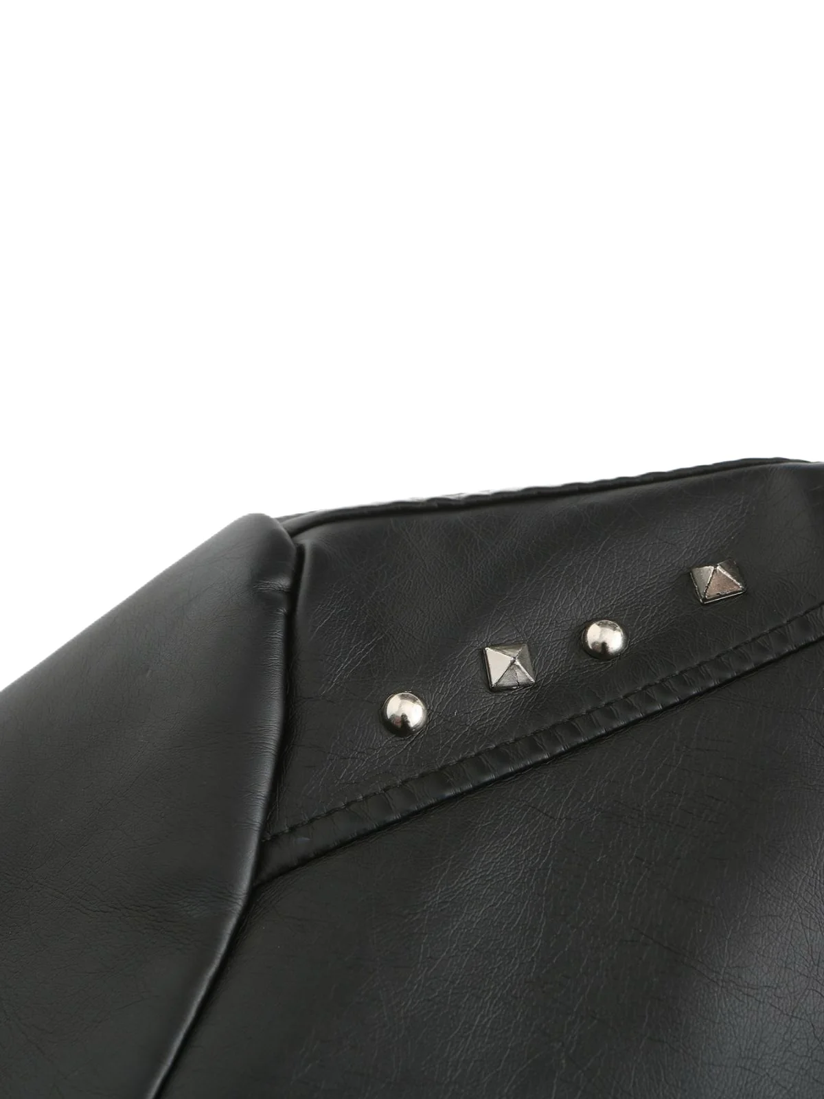 1940s Solid Studded Stand Collar Leather Jacket - Image 11