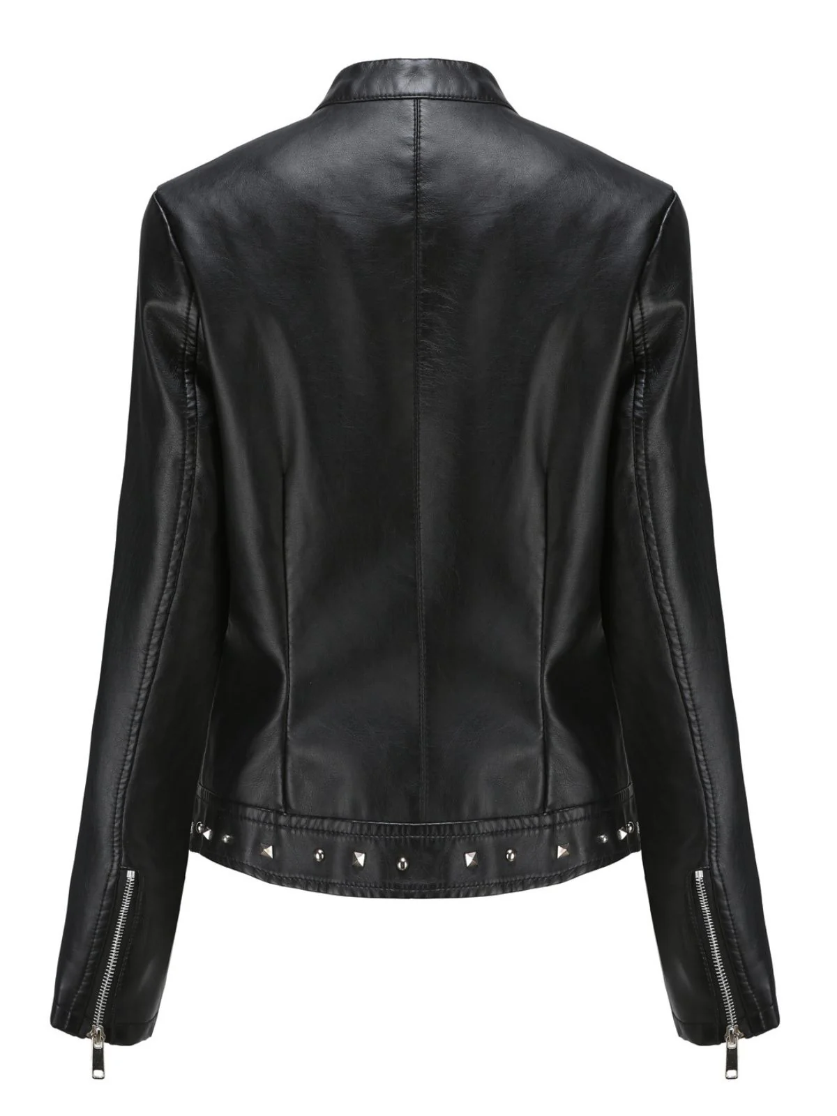 1940s Solid Studded Stand Collar Leather Jacket - Image 9