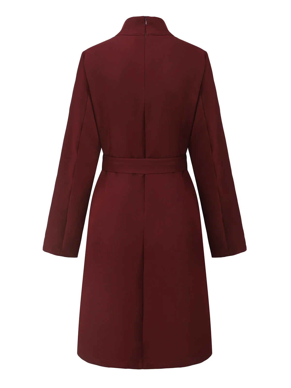 1940s Solid Turtleneck Belted Dress With Pocket - Image 2