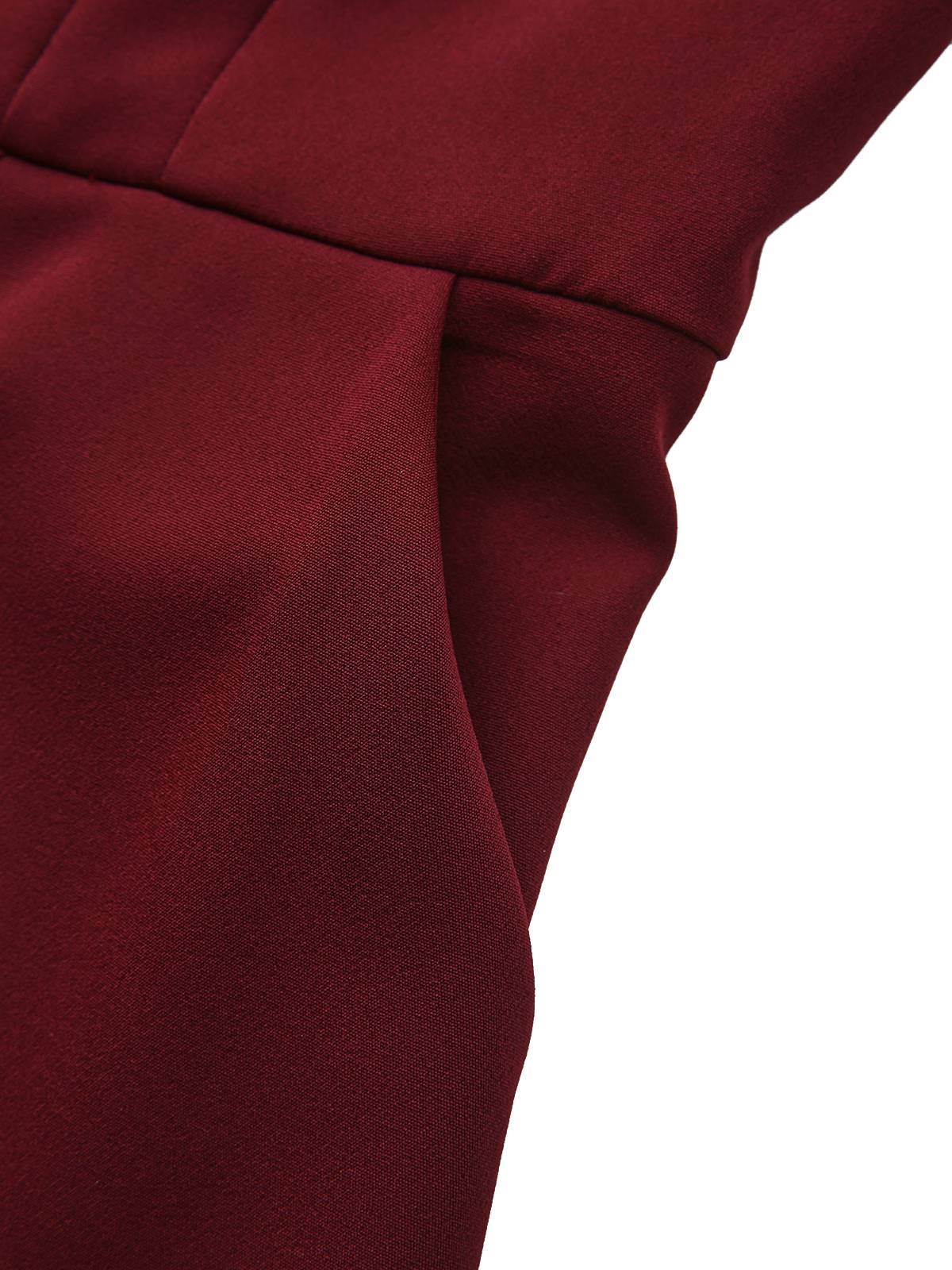 1940s Solid Turtleneck Belted Dress With Pocket - Image 4