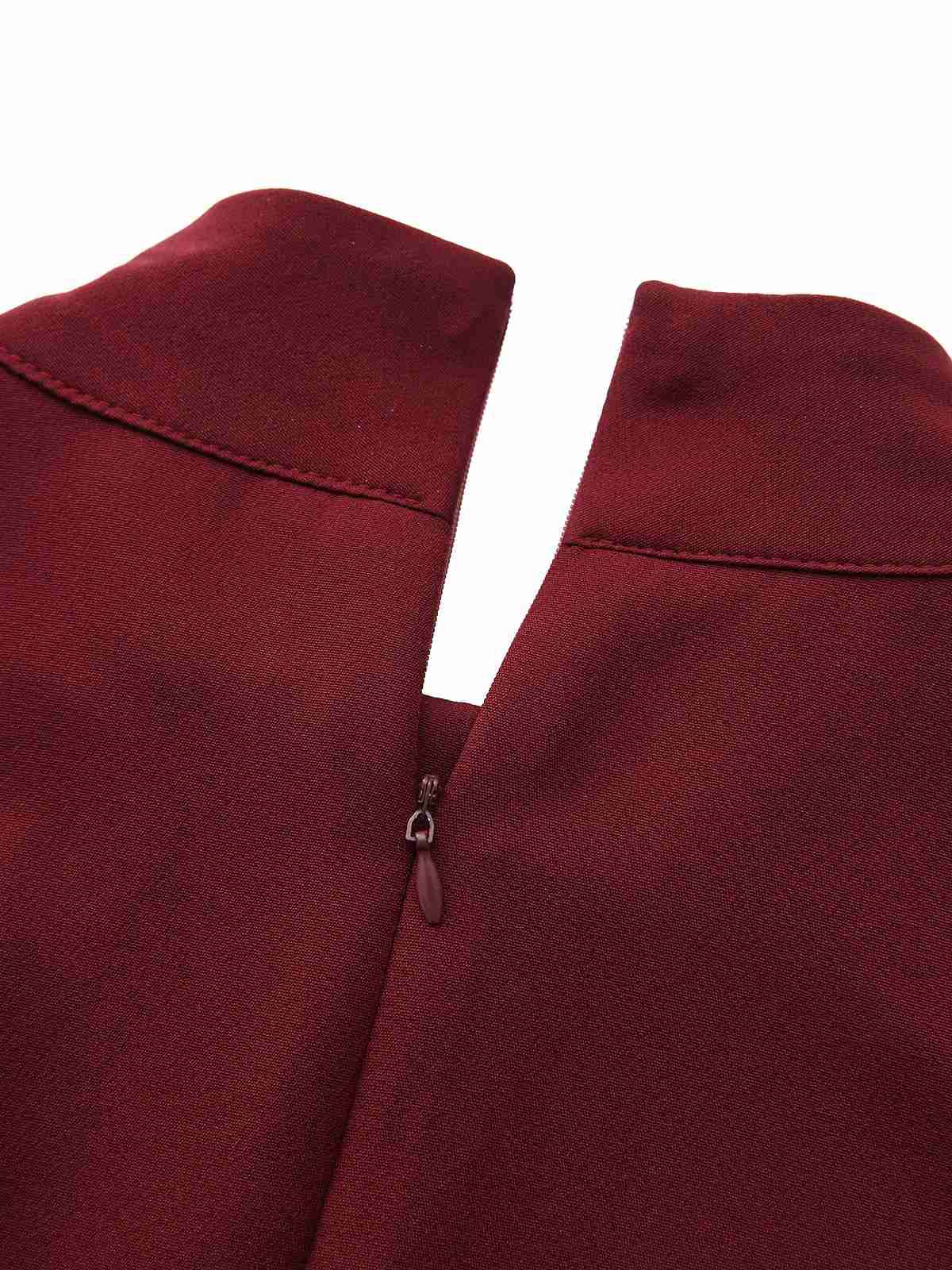 1940s Solid Turtleneck Belted Dress With Pocket - Image 5