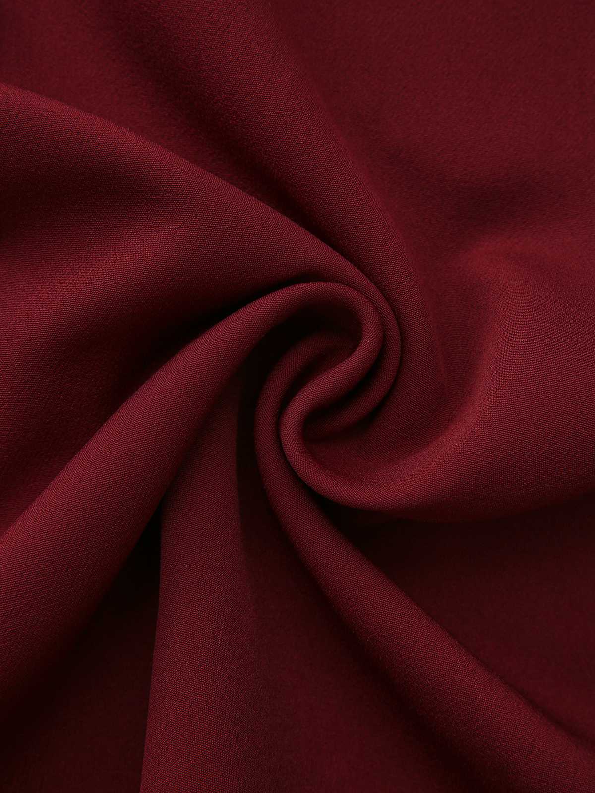 1940s Solid Turtleneck Belted Dress With Pocket - Image 6