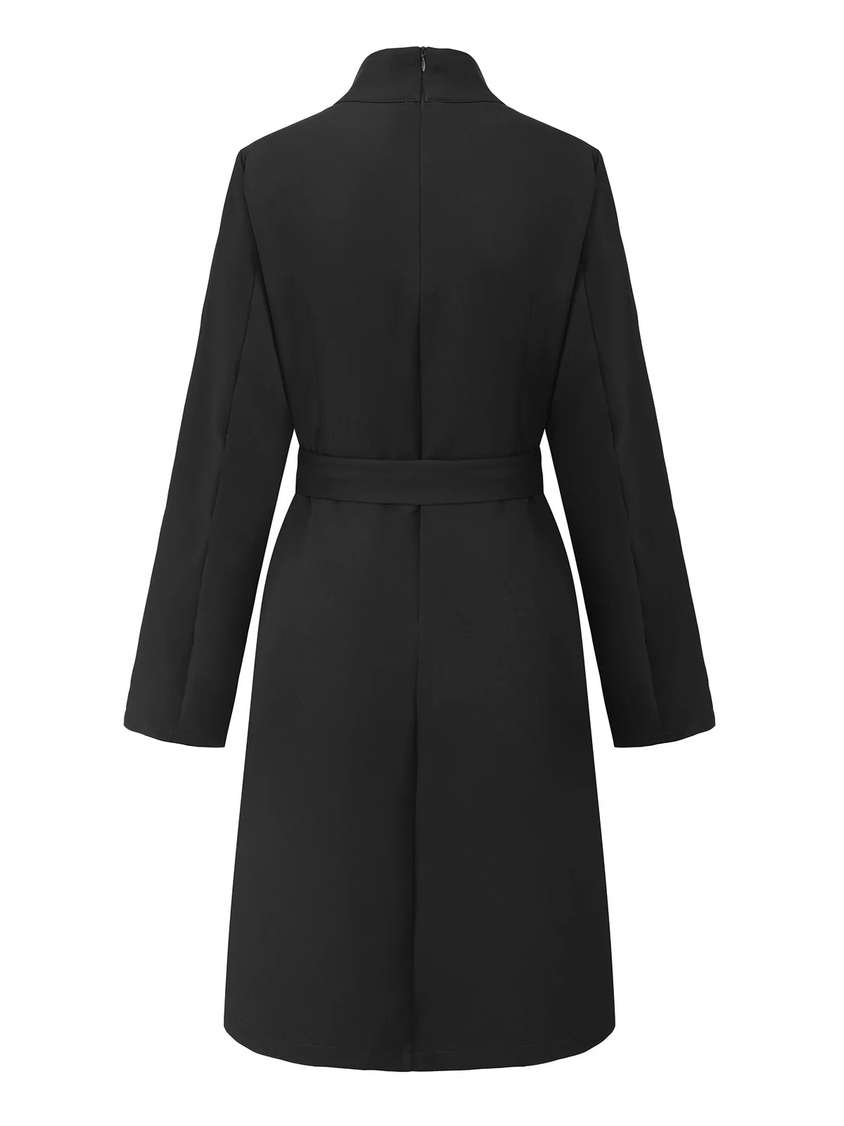 1940s Solid Turtleneck Belted Dress With Pocket - Image 8
