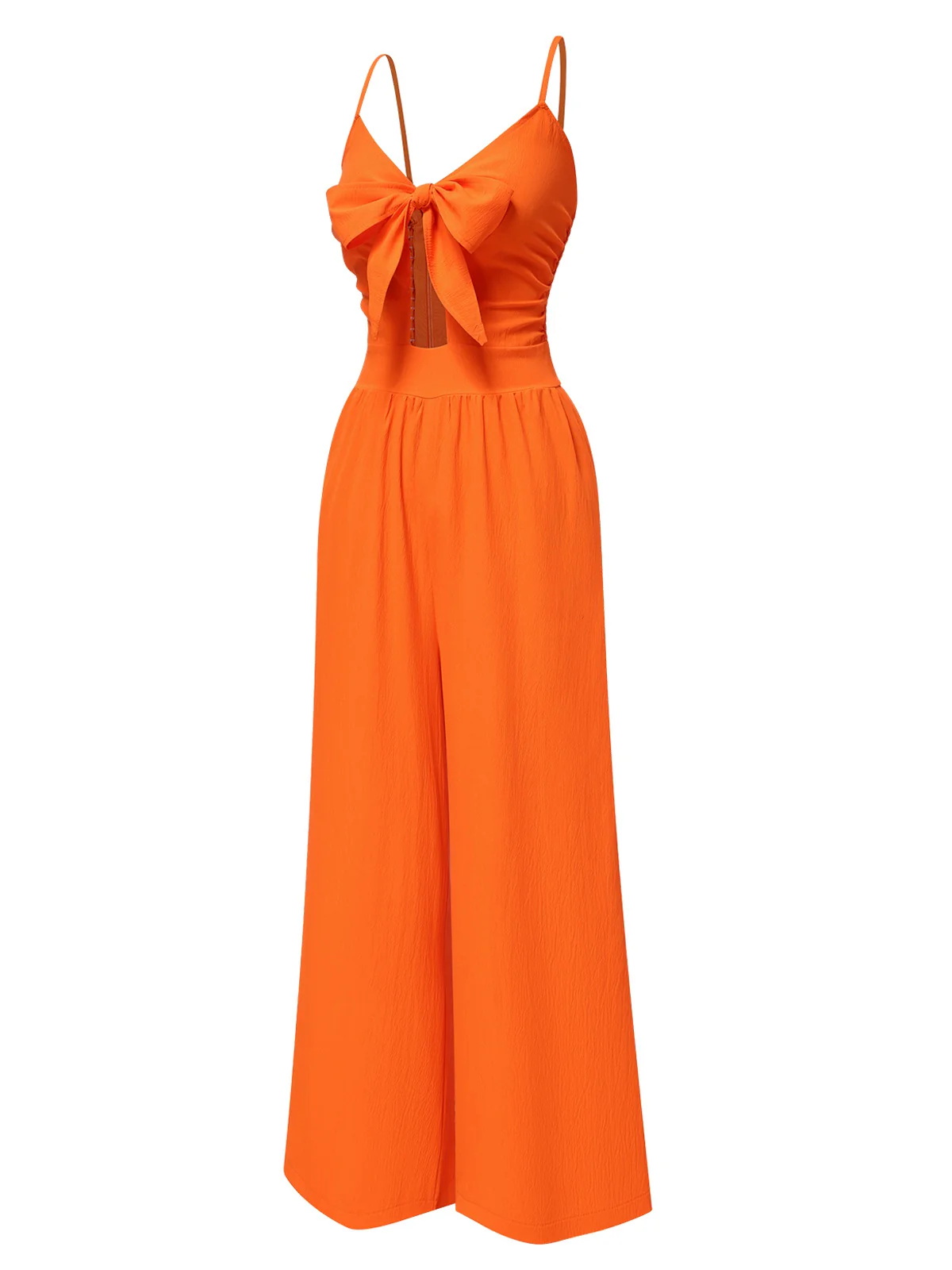 1940s Solid V-Neck Hollow-Out Bow Straps Jumpsuit - Image 2