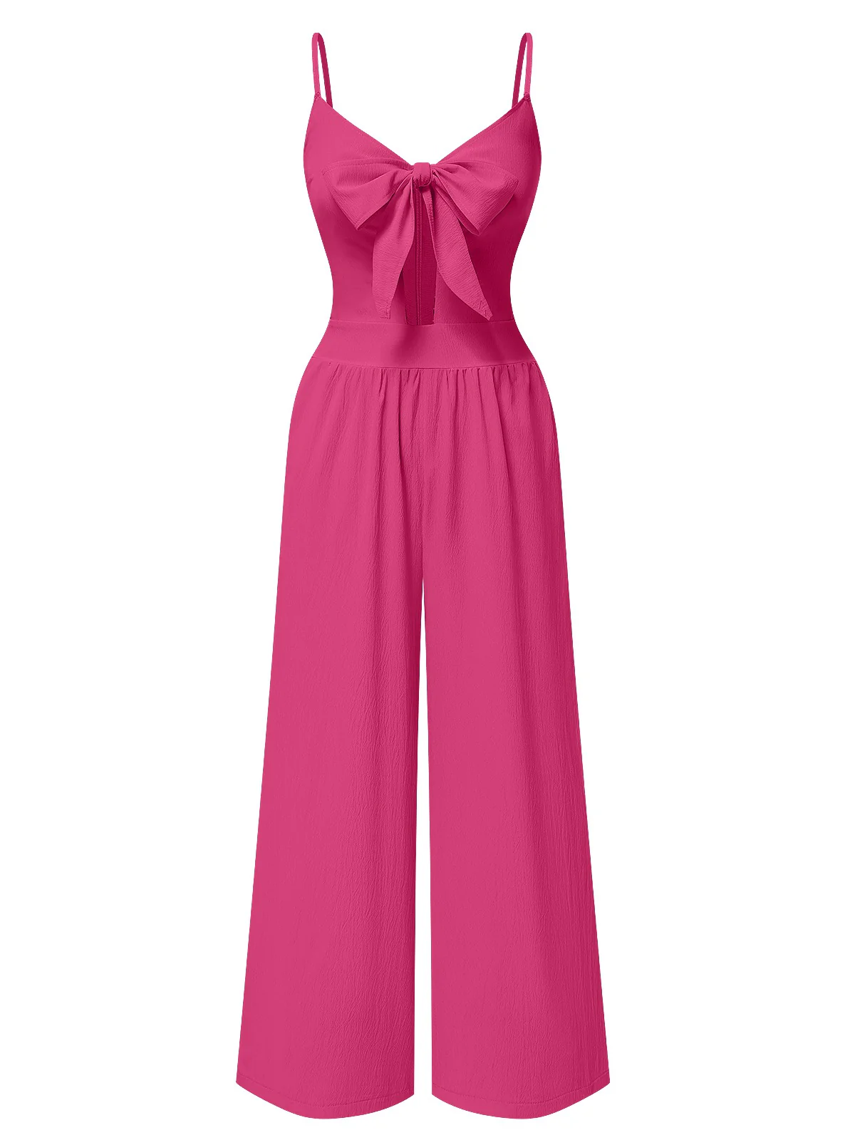 1940s Solid V-Neck Hollow-Out Bow Straps Jumpsuit - Image 7
