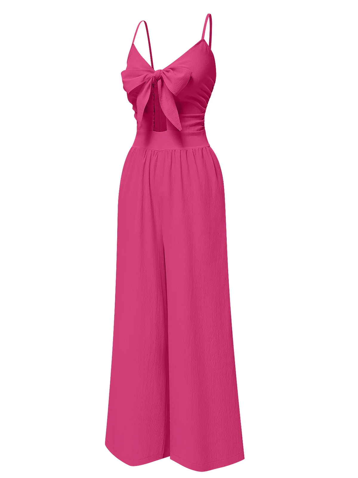 1940s Solid V-Neck Hollow-Out Bow Straps Jumpsuit - Image 8