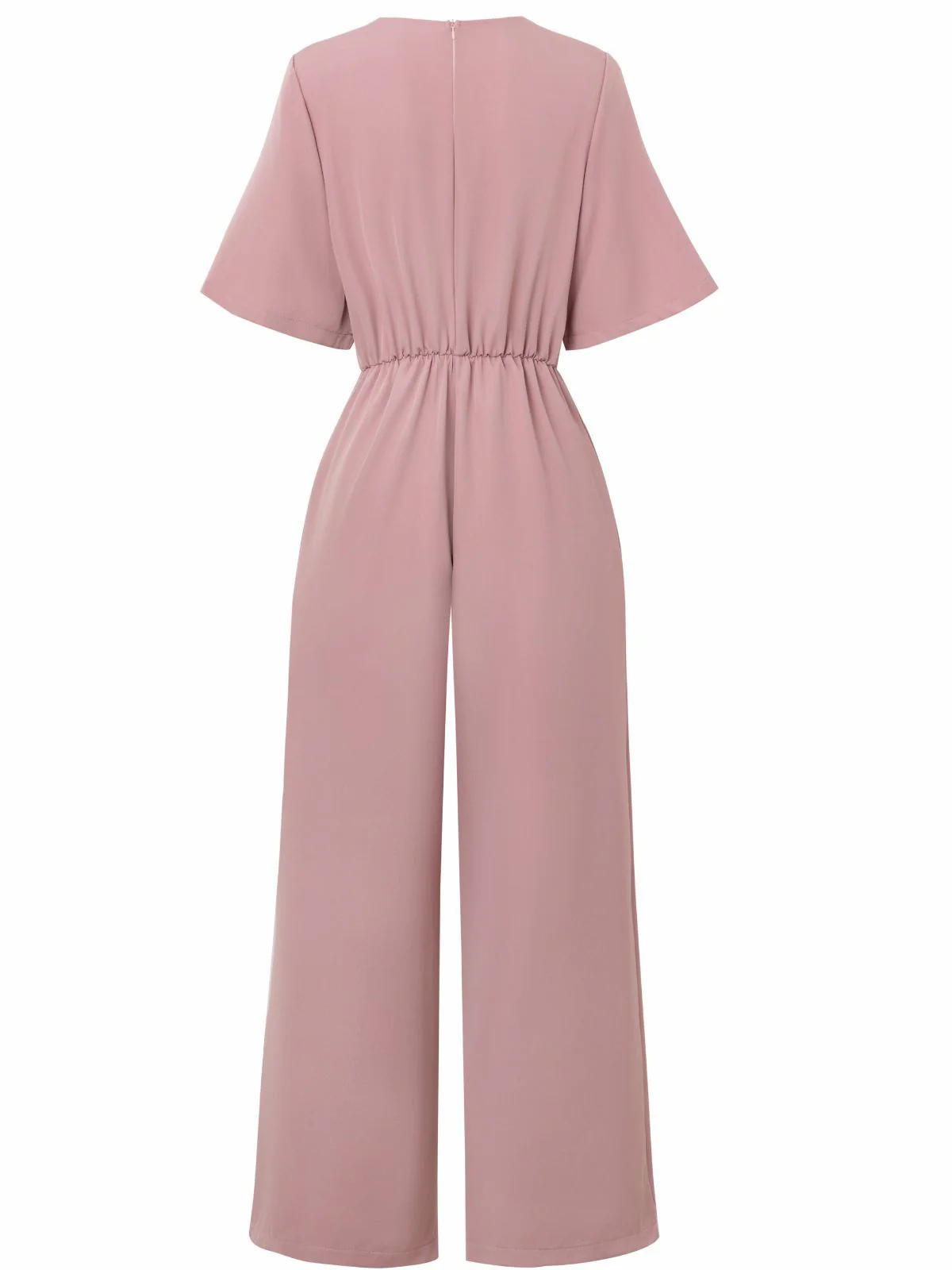 1940s Solid V-Neck Tie Short Sleeve Jumpsuit - Image 3