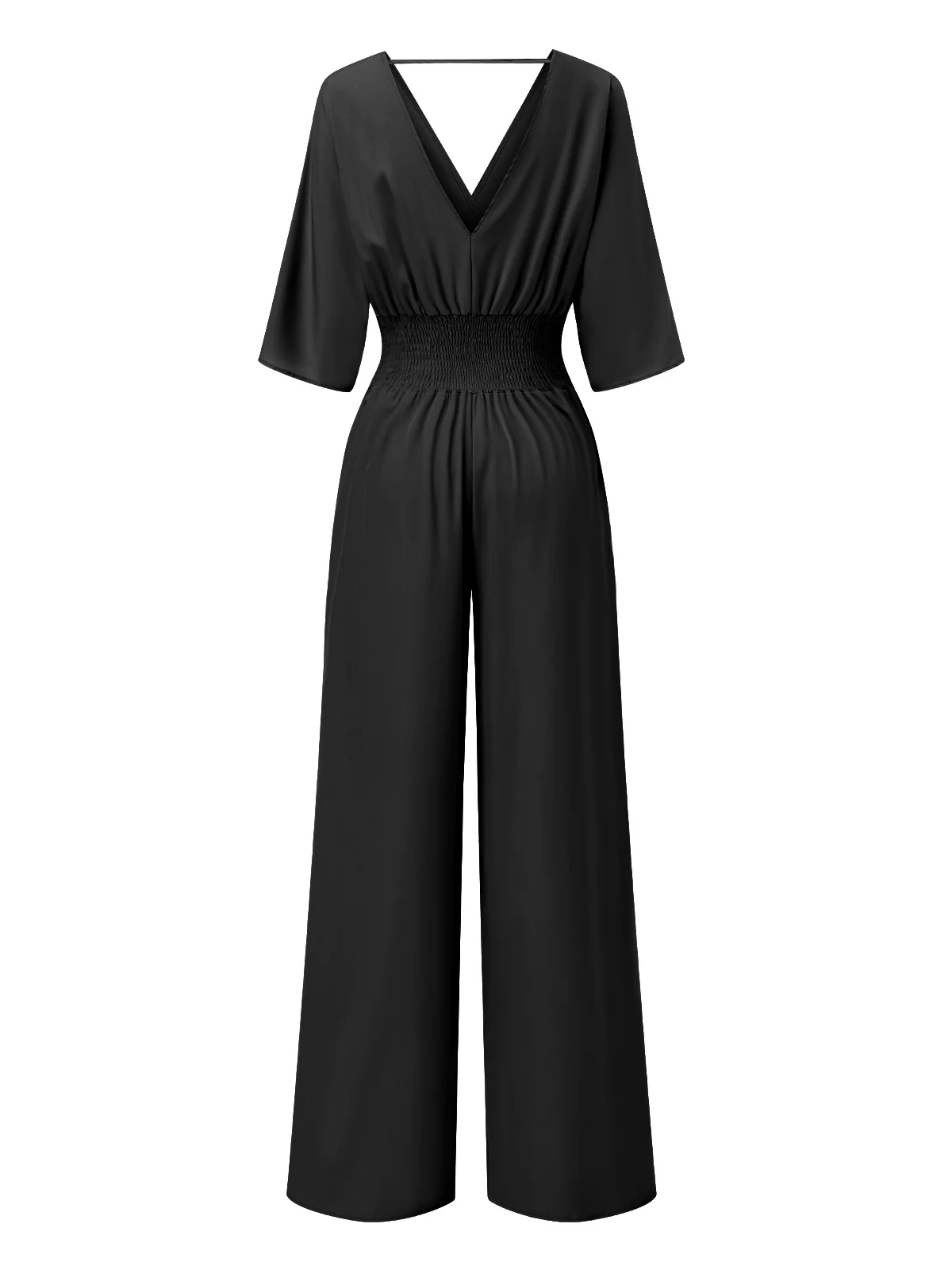 1940s Solid V-Neck Half Sleeves Jumpsuit - Image 2