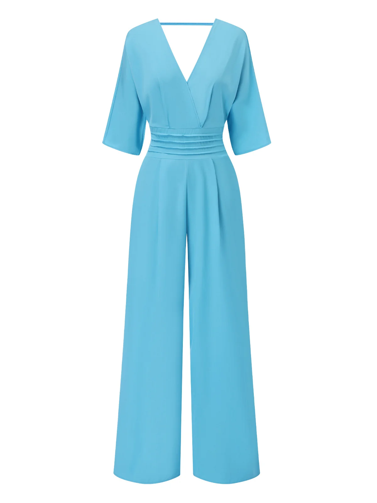 1940s Solid V-Neck Half Sleeves Jumpsuit - Image 4