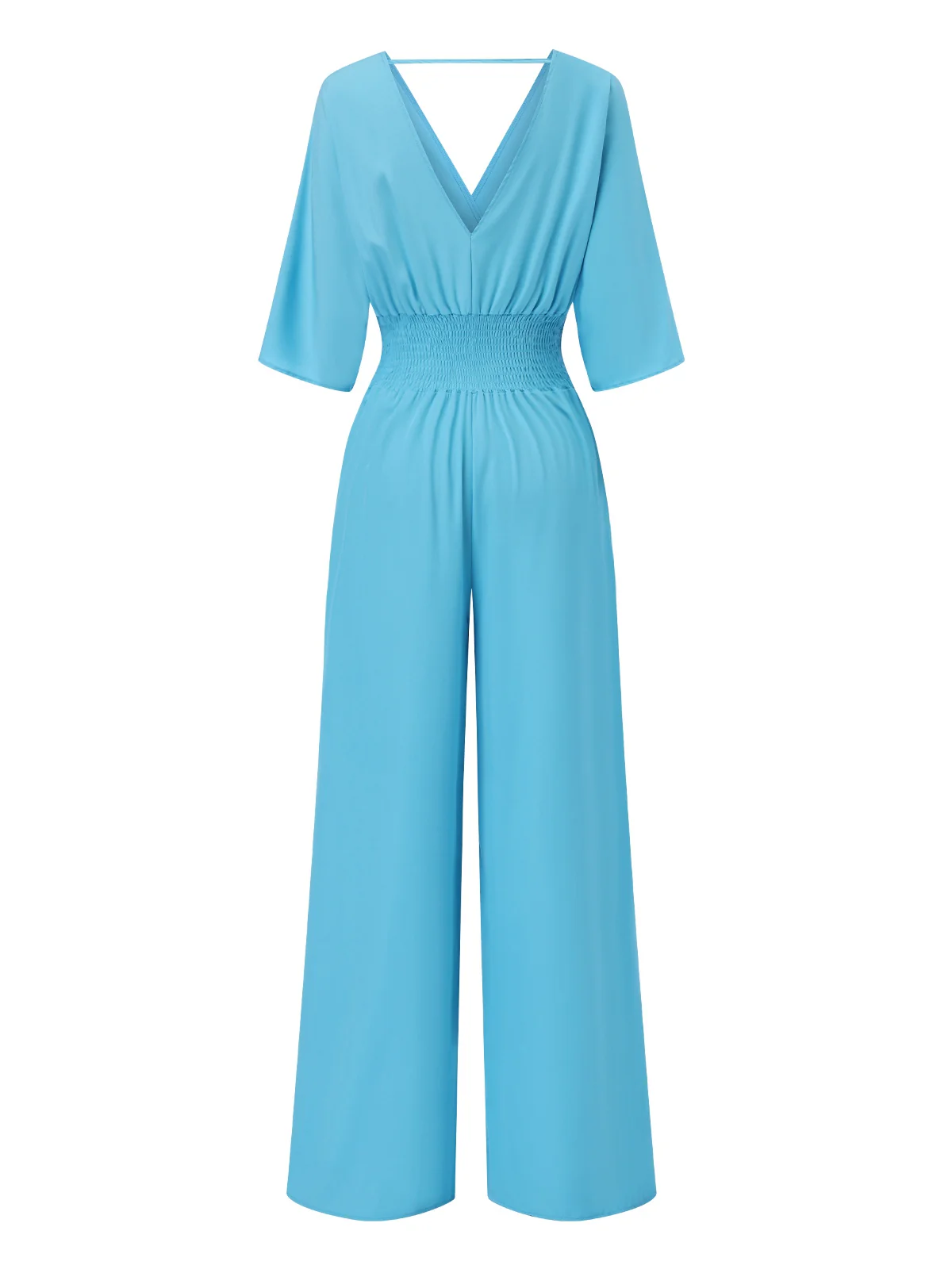 1940s Solid V-Neck Half Sleeves Jumpsuit - Image 5