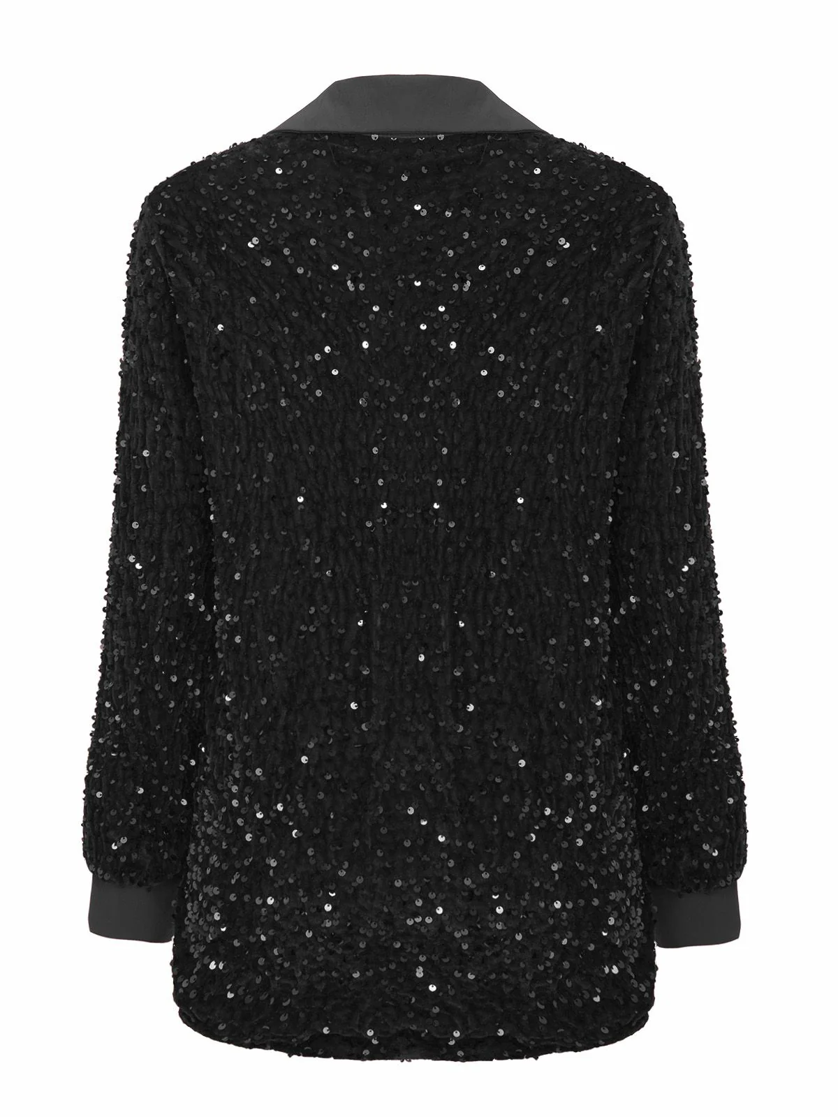 1940s Solid Velvet Sequined Lapel Blouse - Image 11