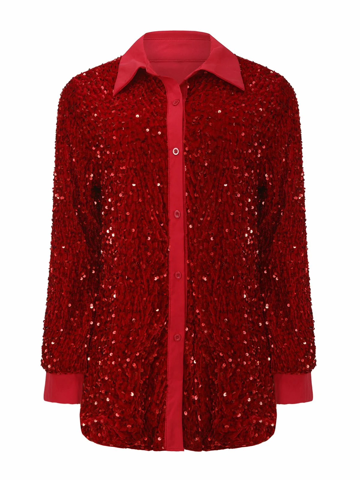 1940s Solid Velvet Sequined Lapel Blouse - Image 2
