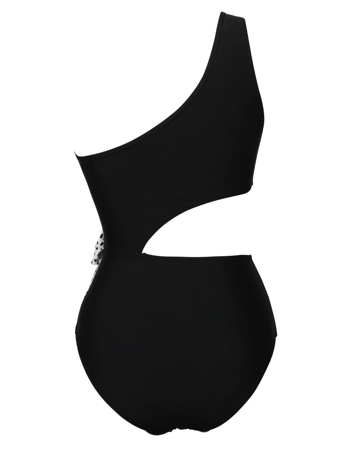 1940s Solid Waist Hollow Dots Bow Patchwork Swimsuit - Image 2