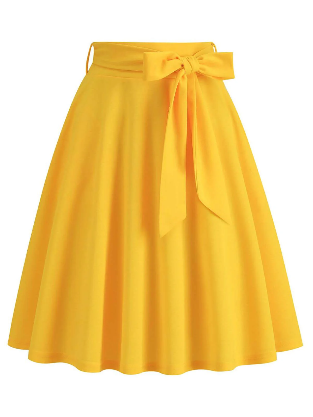 1940s Solid Waist Tie A-Line Skirt - Image 3
