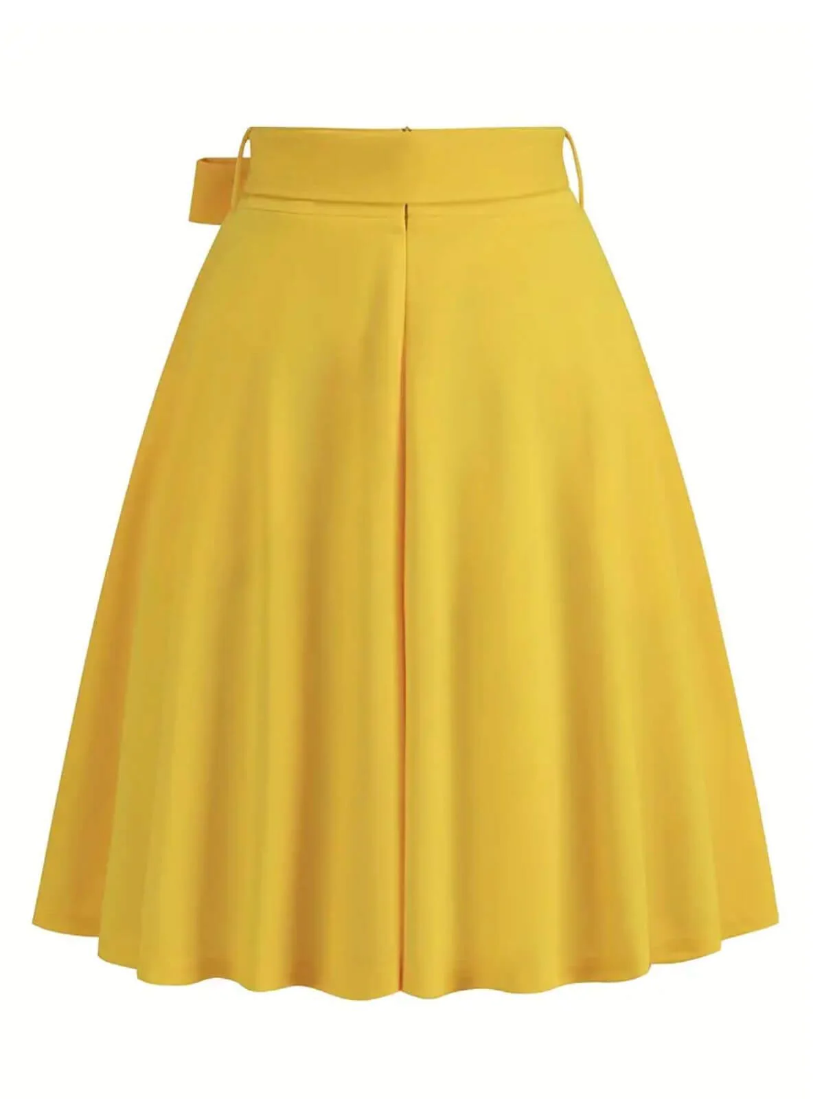 1940s Solid Waist Tie A-Line Skirt - Image 4