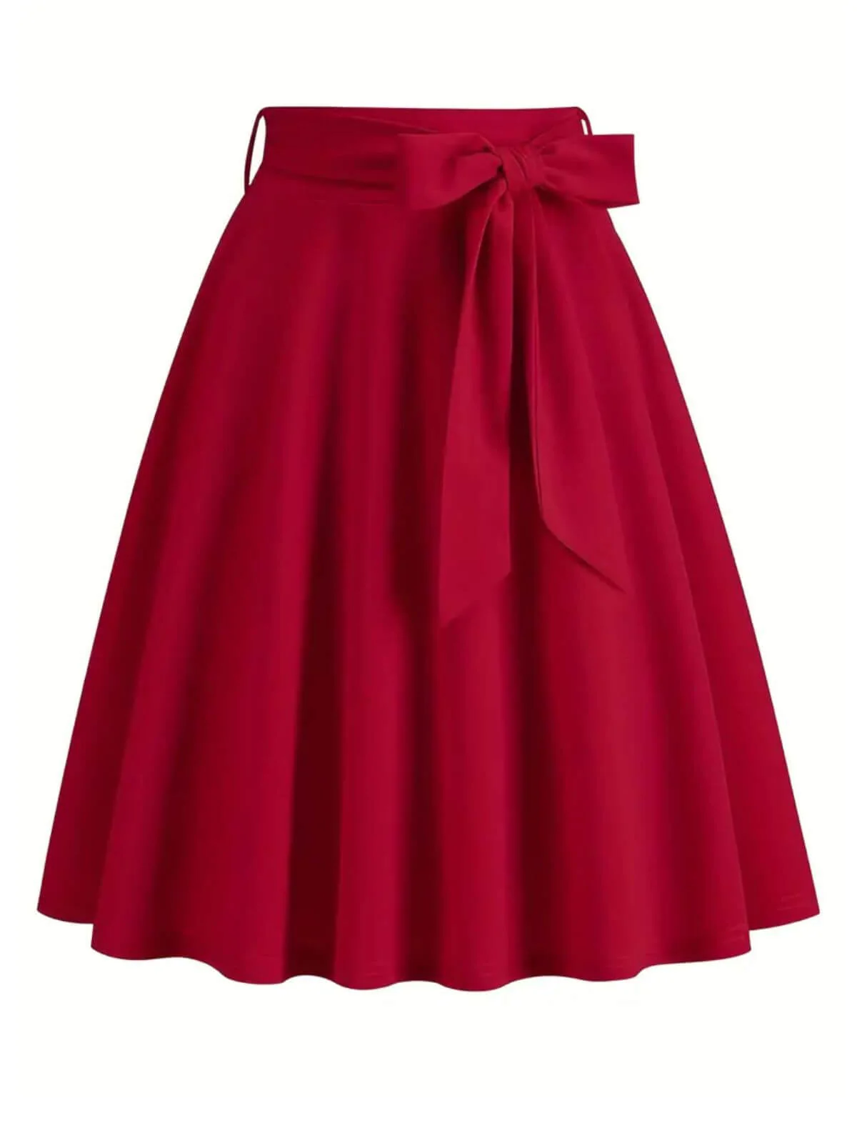 1940s Solid Waist Tie A-Line Skirt - Image 6