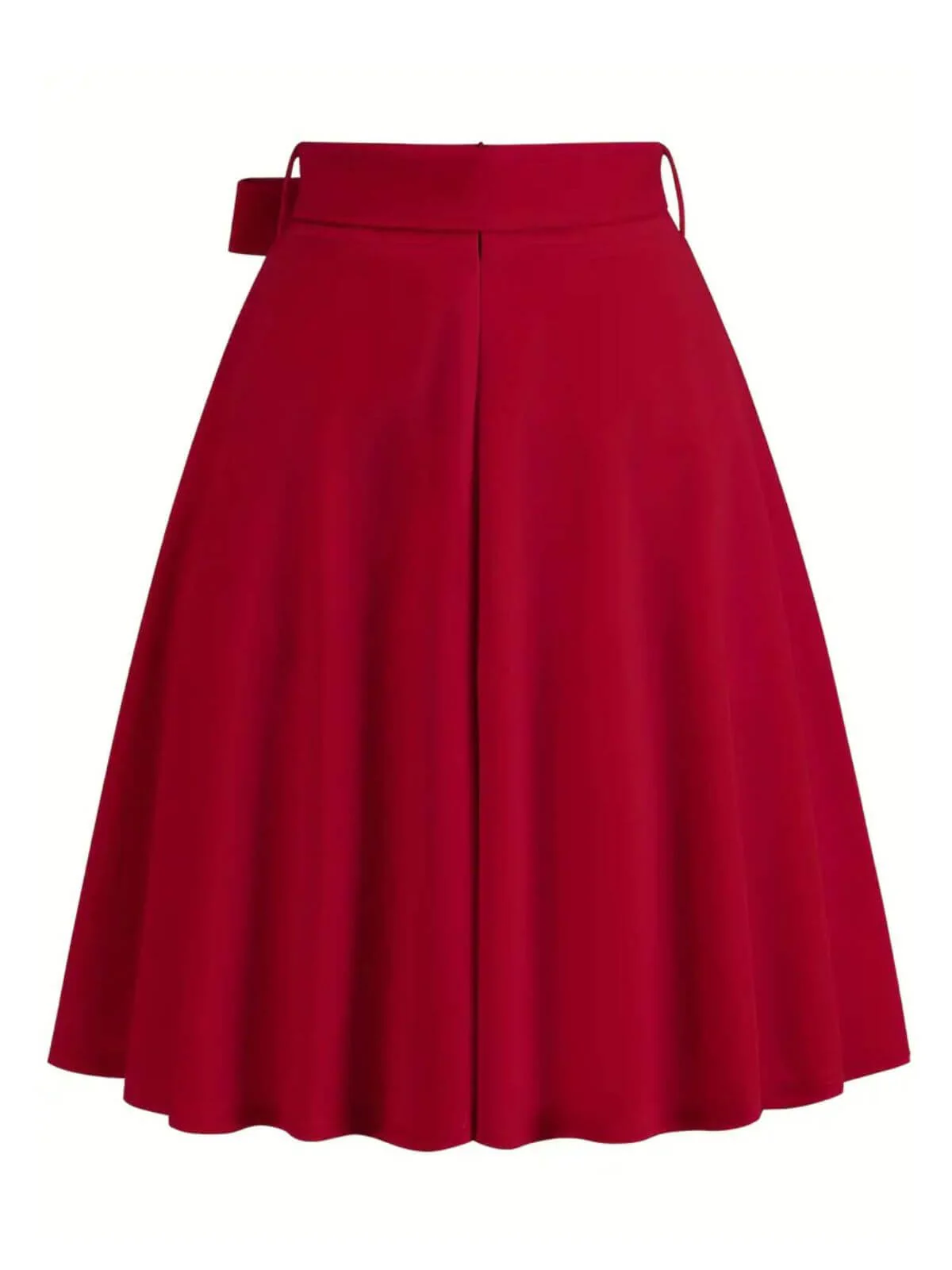 1940s Solid Waist Tie A-Line Skirt - Image 7