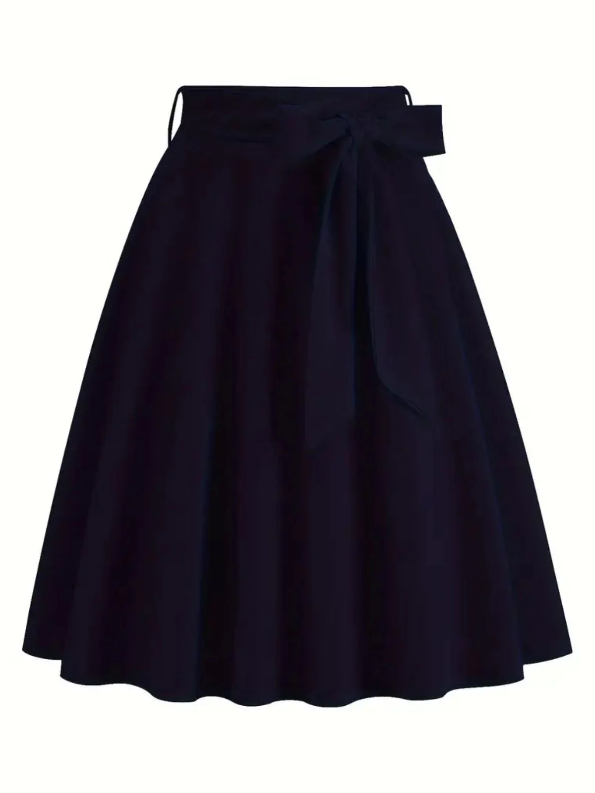 1940s Solid Waist Tie A-Line Skirt - Image 8