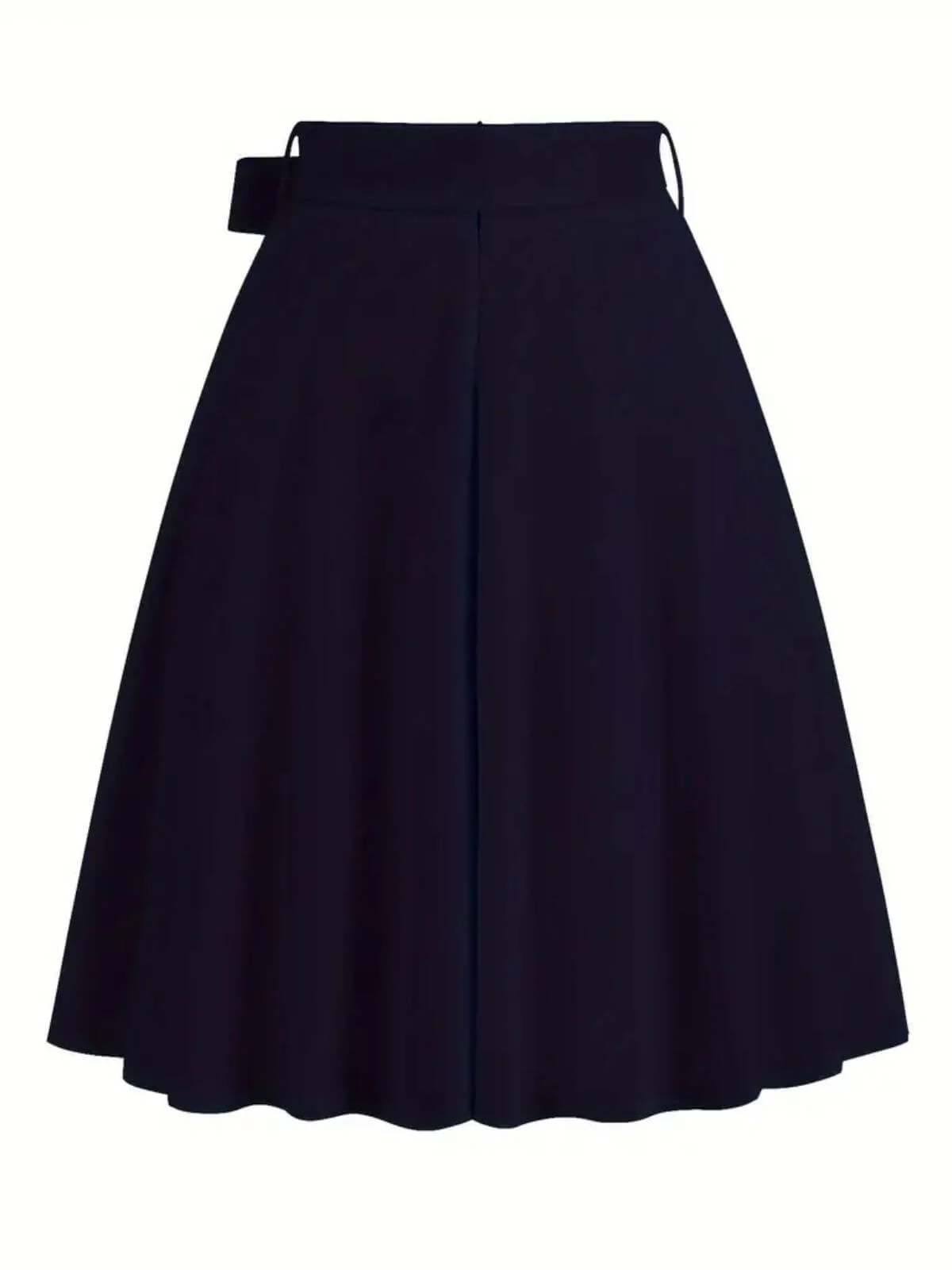 1940s Solid Waist Tie A-Line Skirt - Image 9