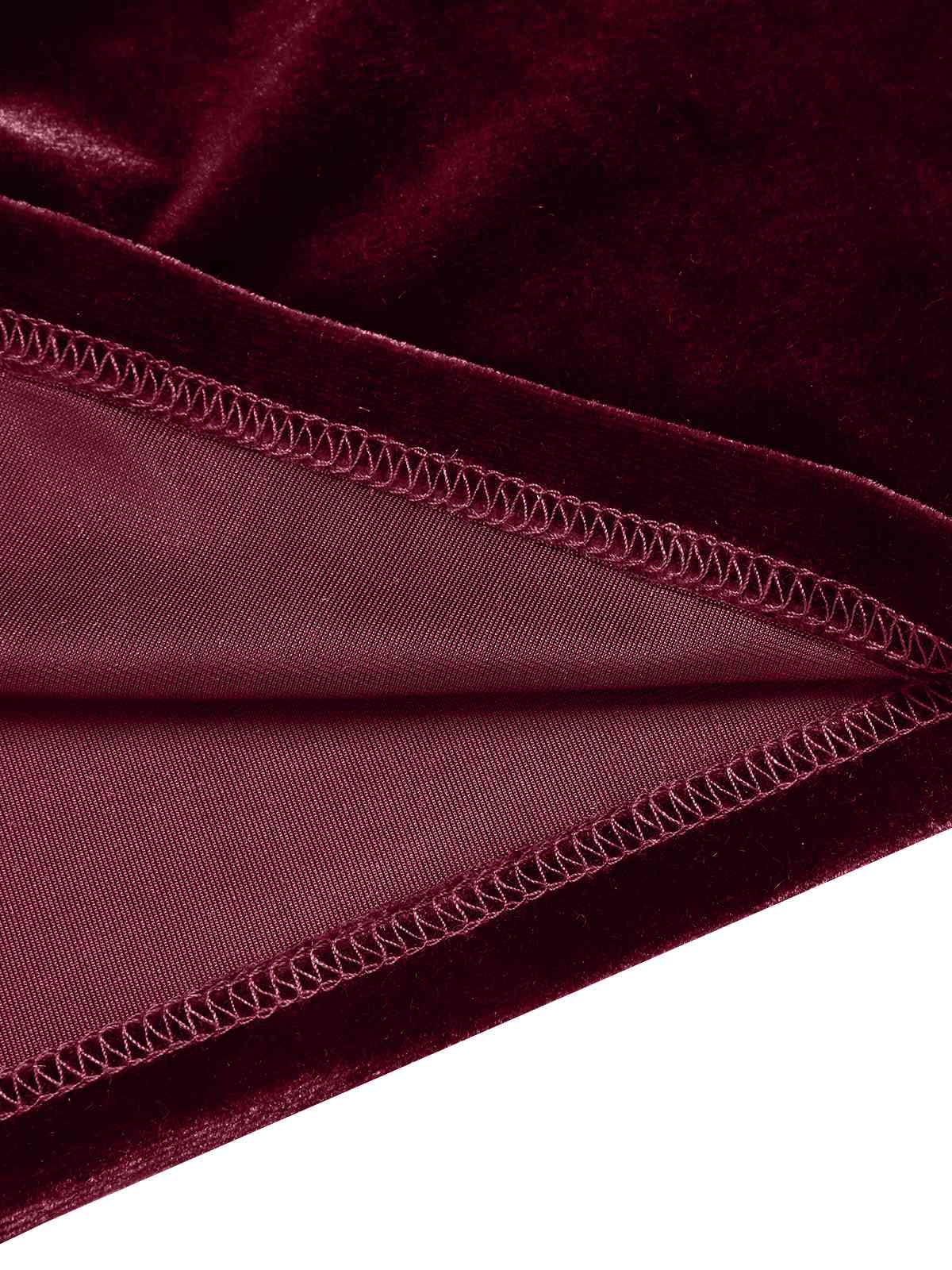 1940s Solid Waist Tie V-Neck Velvet Jumpsuit - Image 11