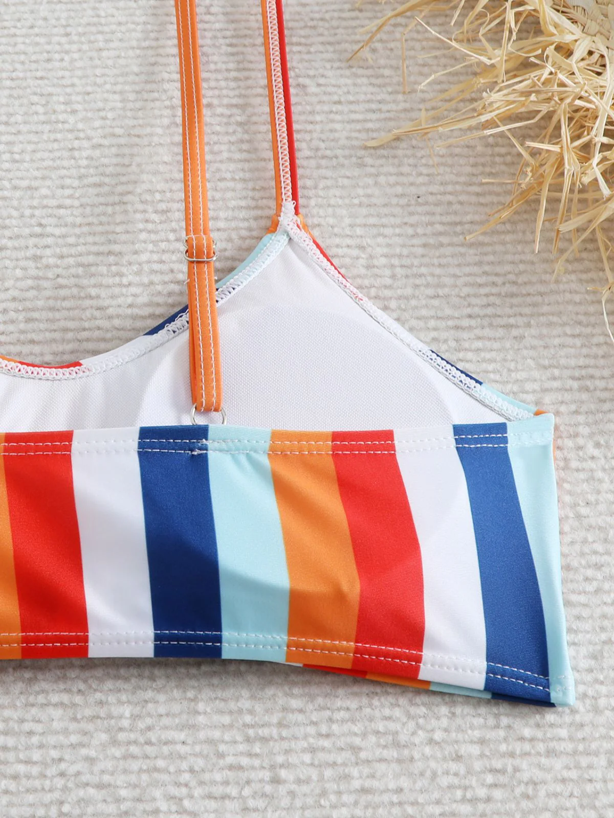 1940s Spaghetti Strap Bow Contrast Stripes Bikini - Image 12