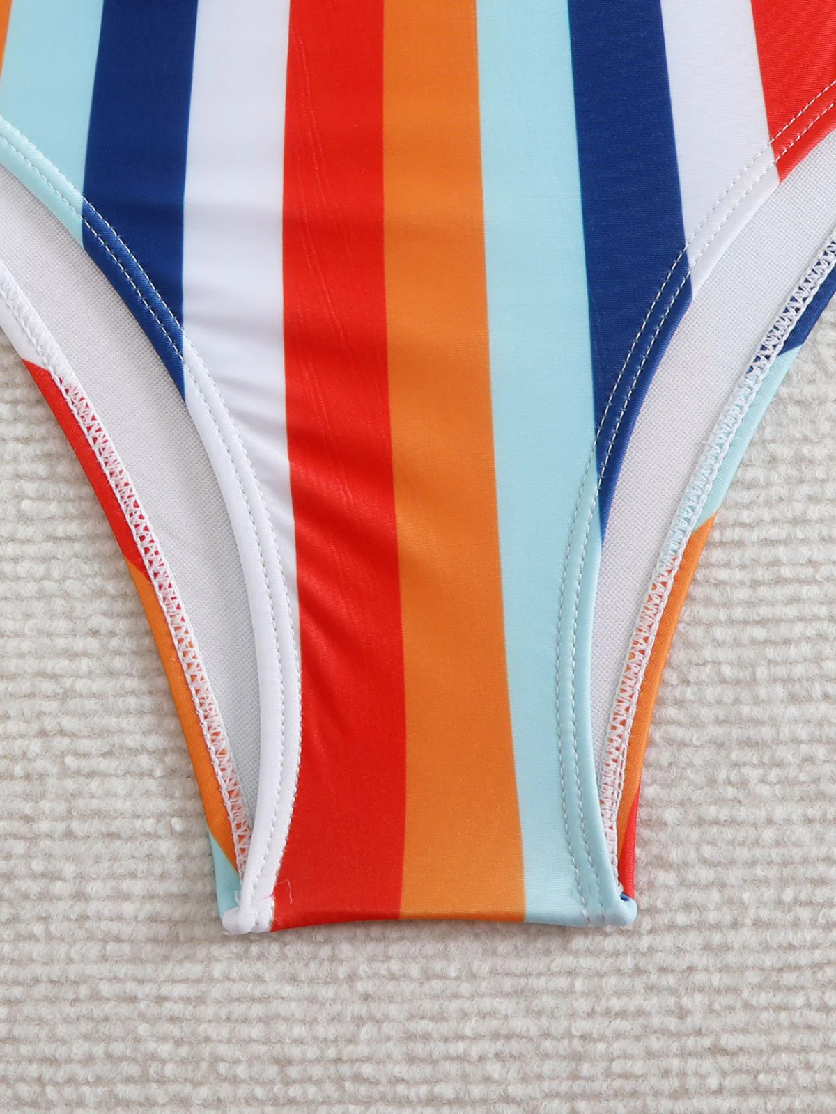 1940s Spaghetti Strap Bow Contrast Stripes Bikini - Image 13