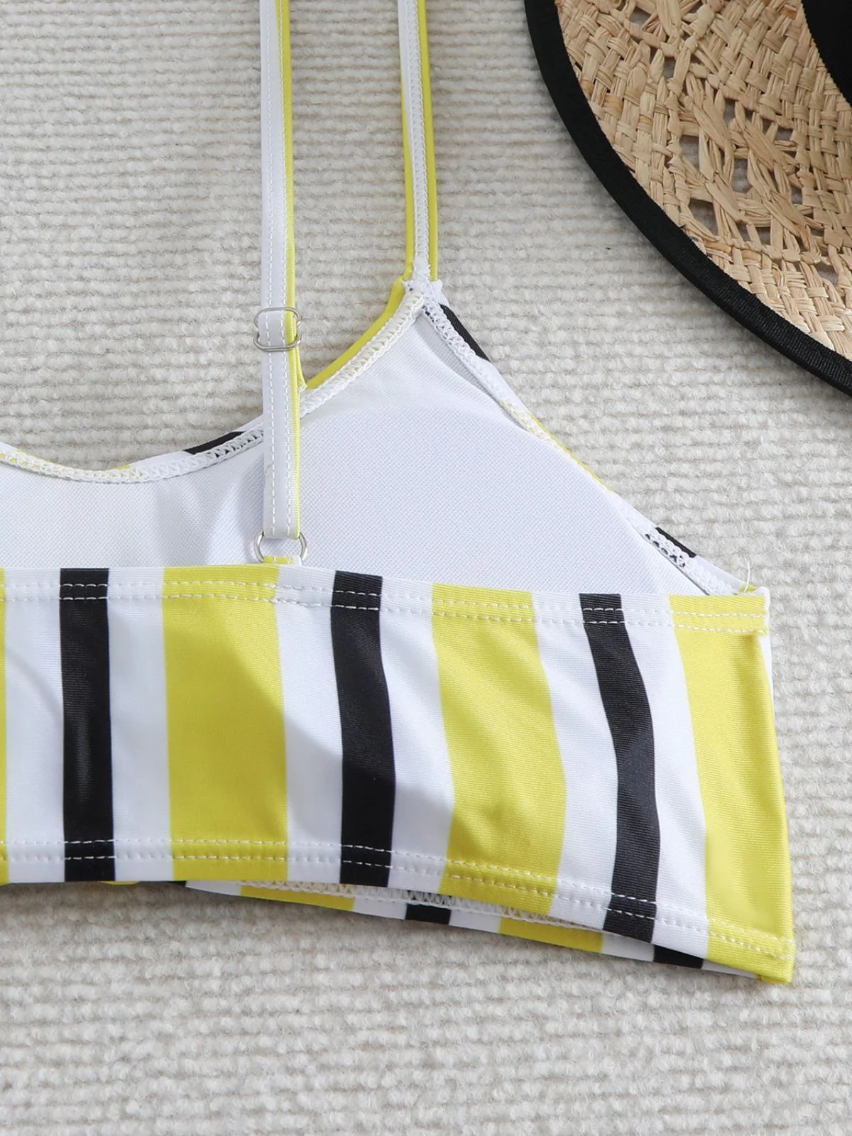 1940s Spaghetti Strap Bow Contrast Stripes Bikini - Image 7