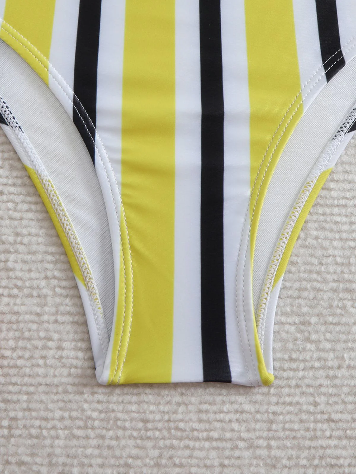 1940s Spaghetti Strap Bow Contrast Stripes Bikini - Image 8