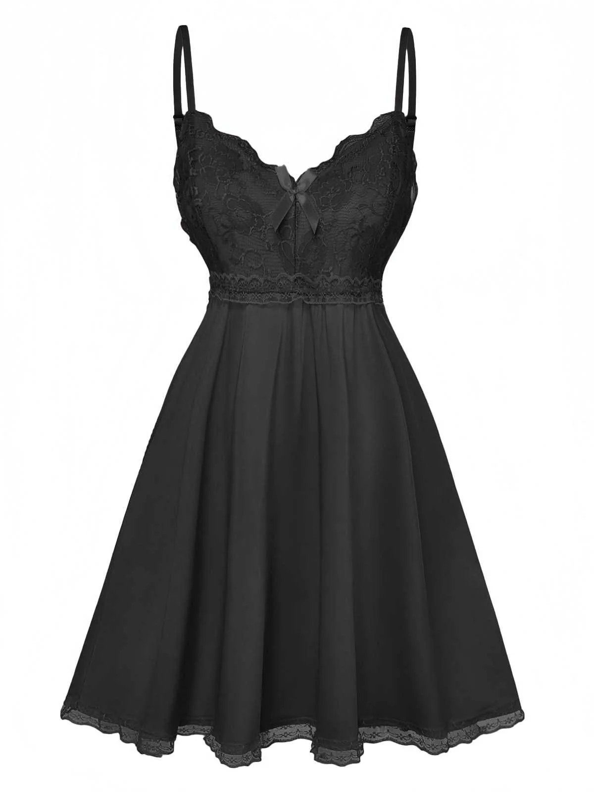 1940s Spaghetti Strap Lace Bow Nightgown - Image 10
