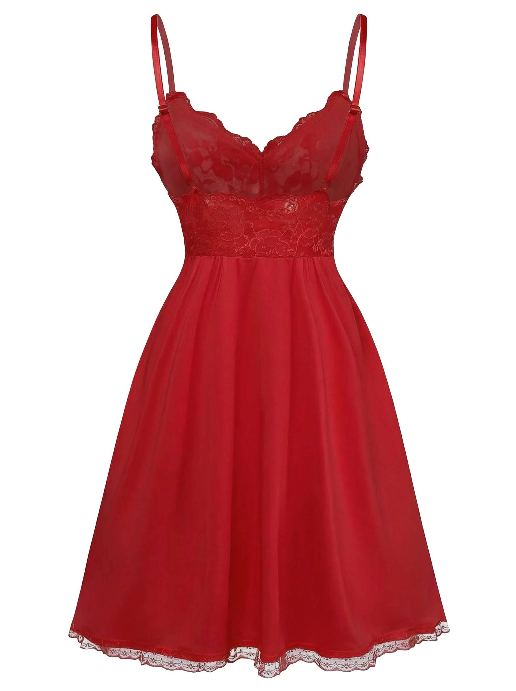 1940s Spaghetti Strap Lace Bow Nightgown - Image 3