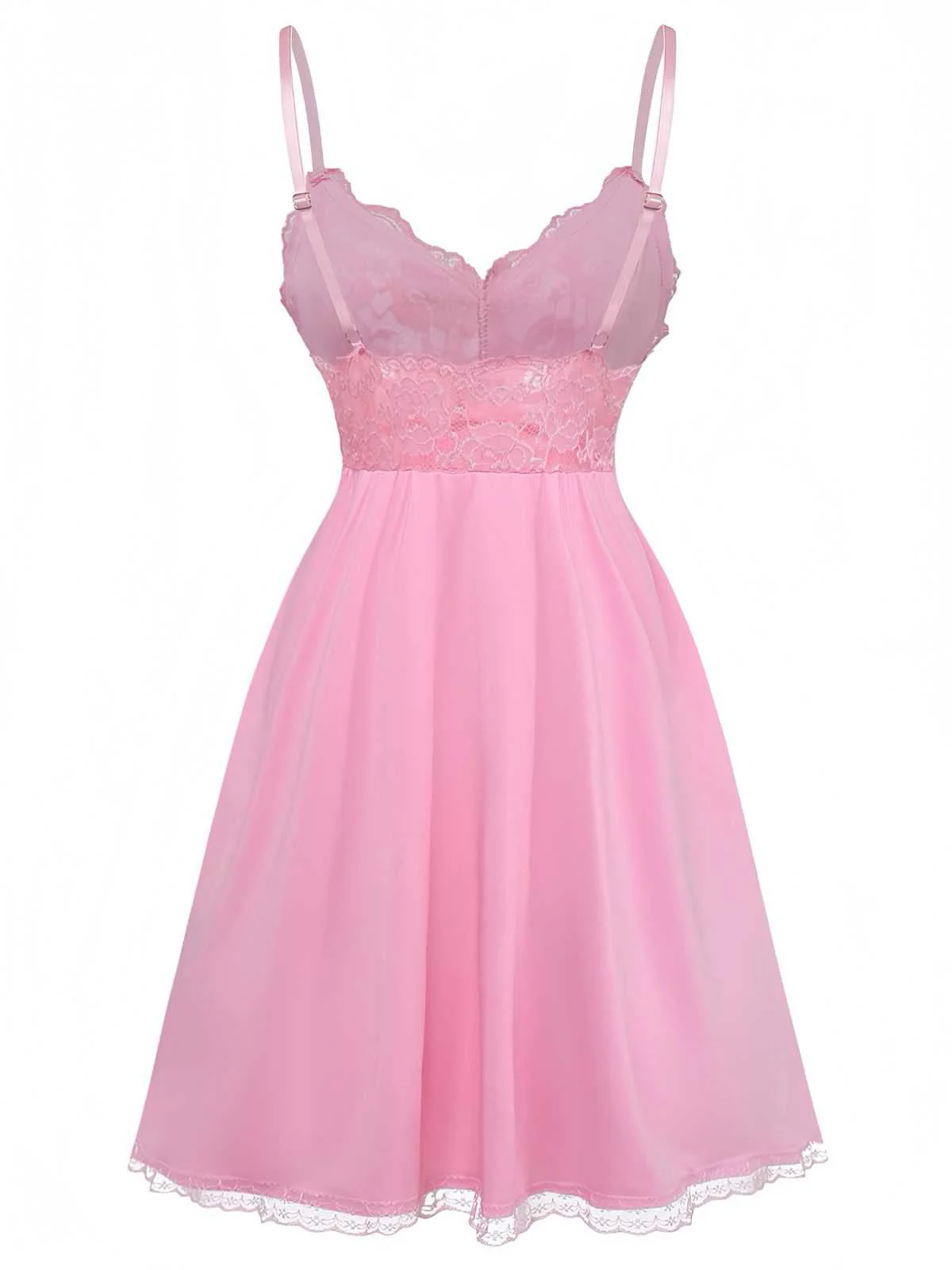 1940s Spaghetti Strap Lace Bow Nightgown - Image 5