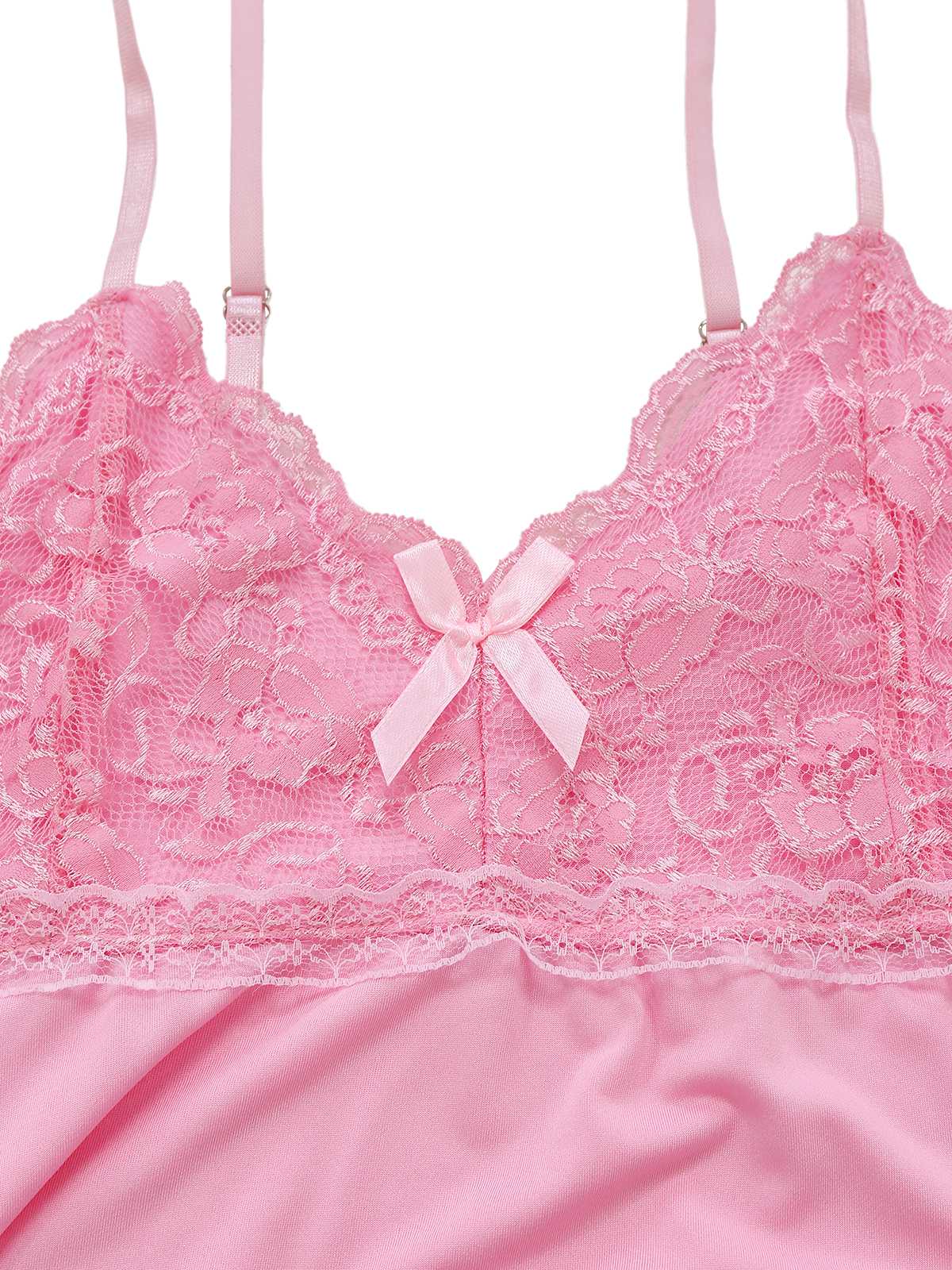 1940s Spaghetti Strap Lace Bow Nightgown - Image 8