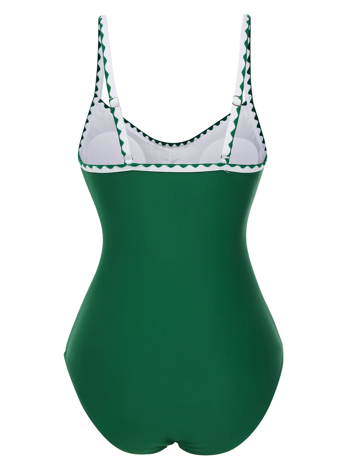 1940s Spaghetti Straps Ruched One-Piece Swimsuit - Image 2