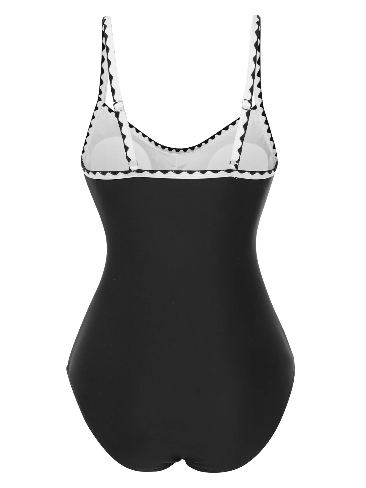 1940s Spaghetti Straps Ruched One-Piece Swimsuit - Image 5