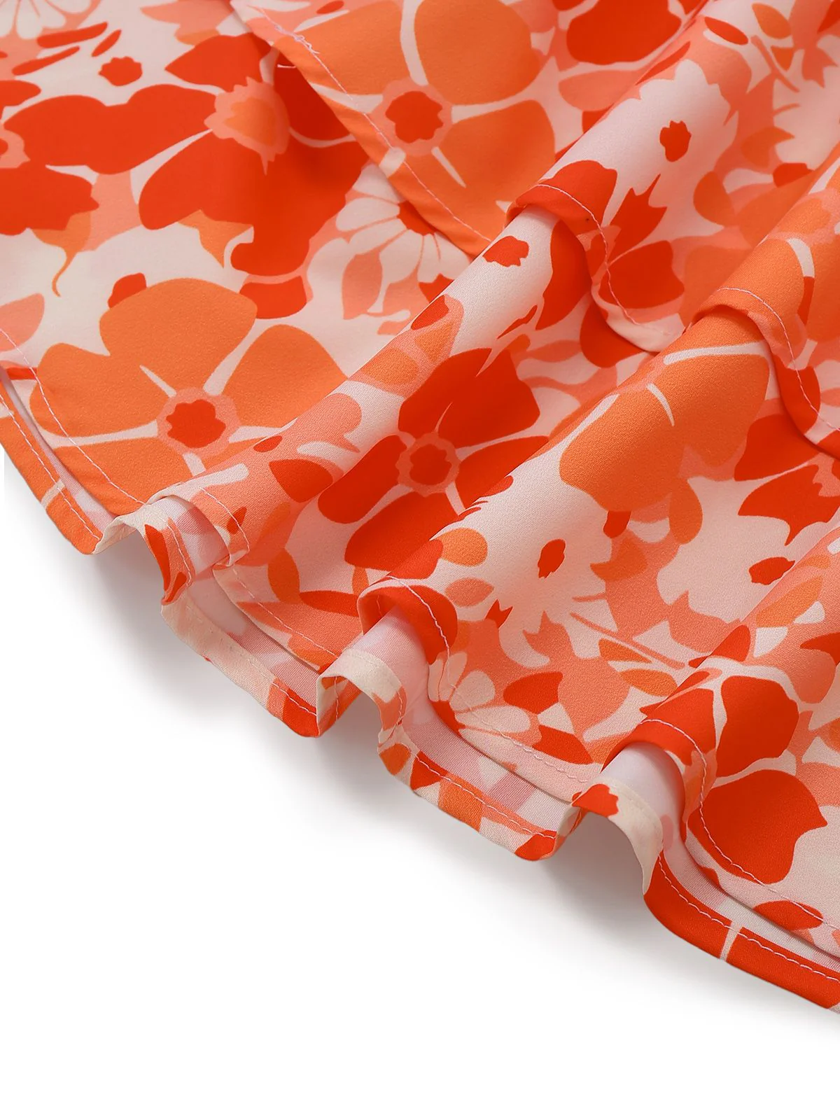 1940s Square Neck Irregular Floral Pleated Dress - Image 6