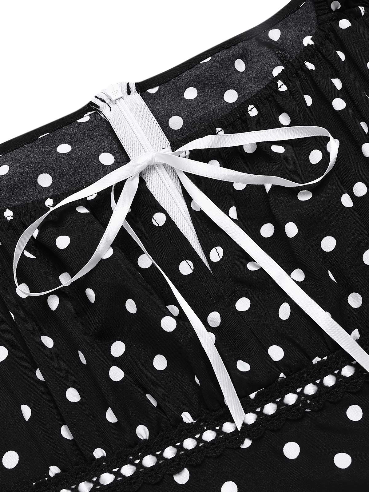 1940s Square Neck Polka Dot Ruffle Dress - Image 8