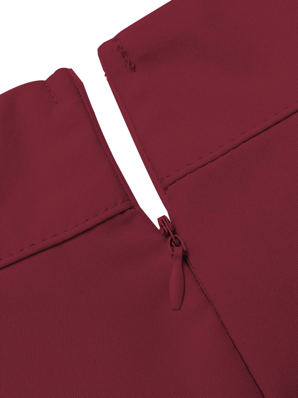 1940s Stand Collar Solid Pleated Dress - Image 9