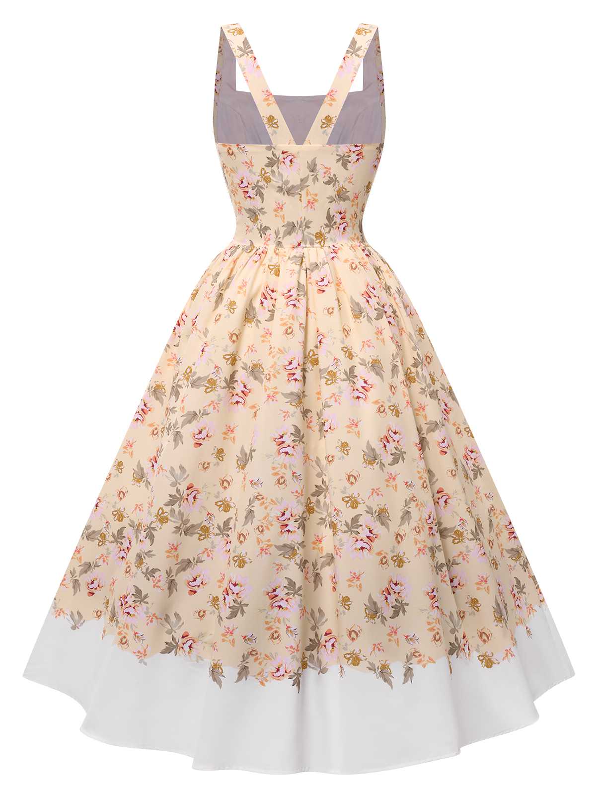 1950s Strap Square Neck Corset Floral Dress - Image 3