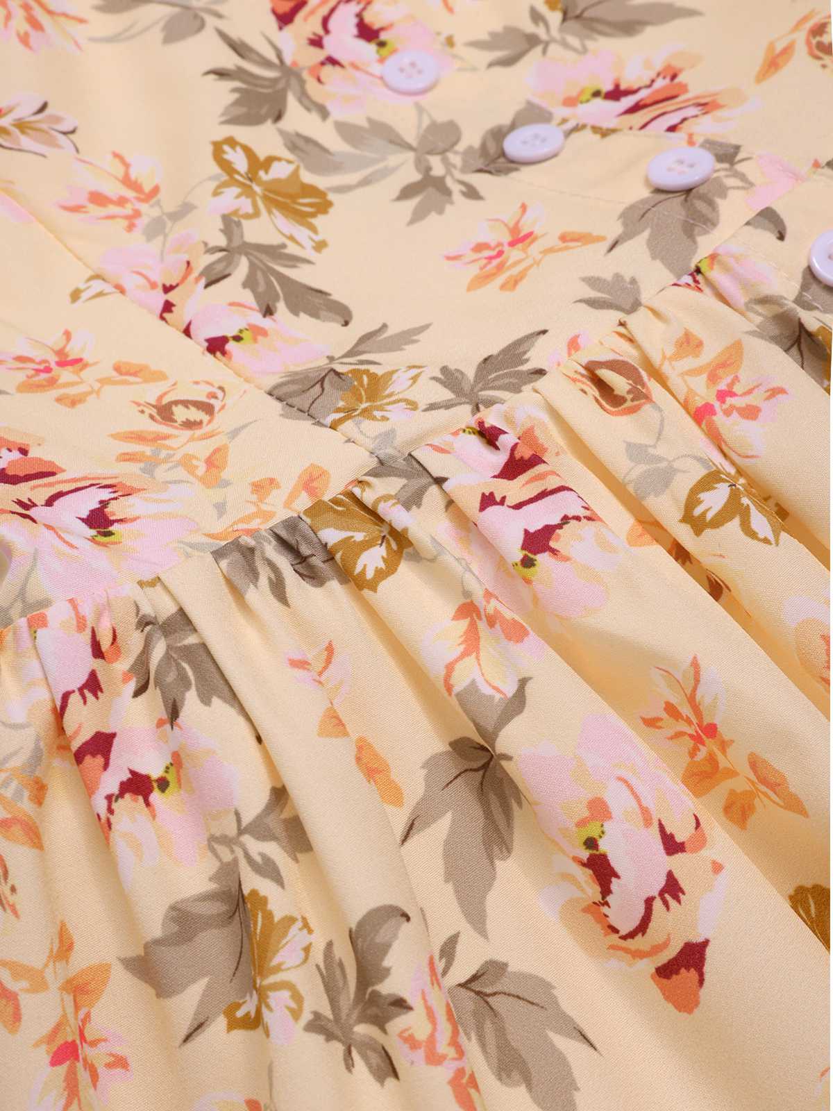 1950s Strap Square Neck Corset Floral Dress - Image 4